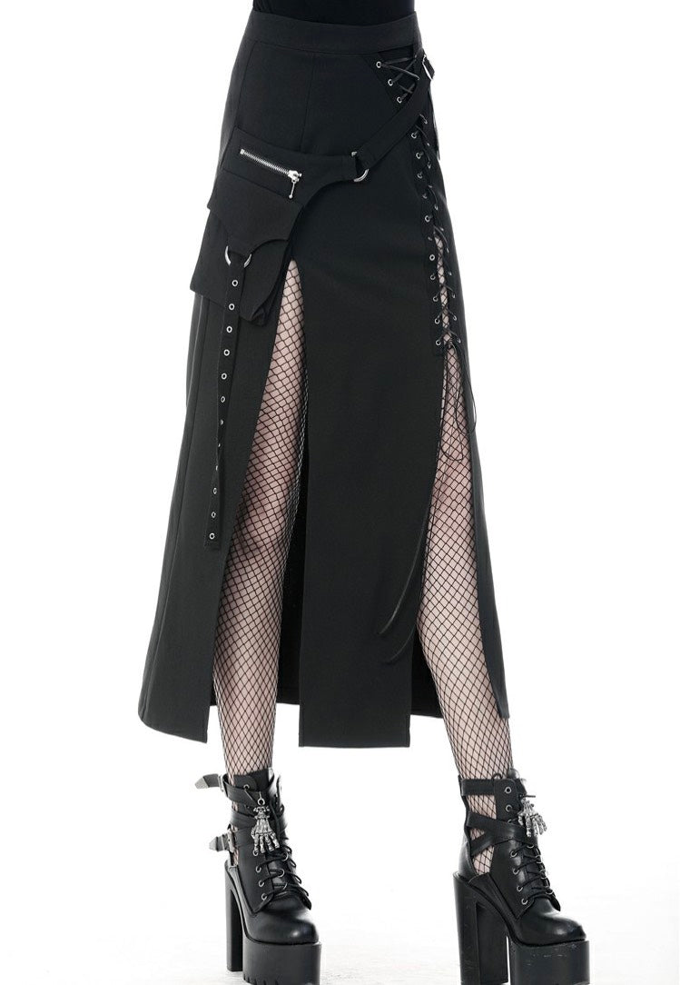 Dark In Love - Punk Sexy Slit Irregular Black - Skirt | Women-Image