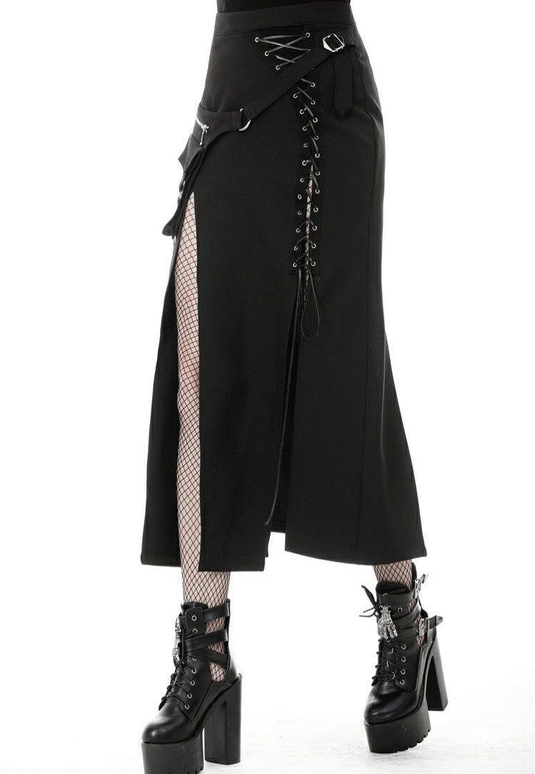 Dark In Love - Punk Sexy Slit Irregular Black - Skirt | Women-Image