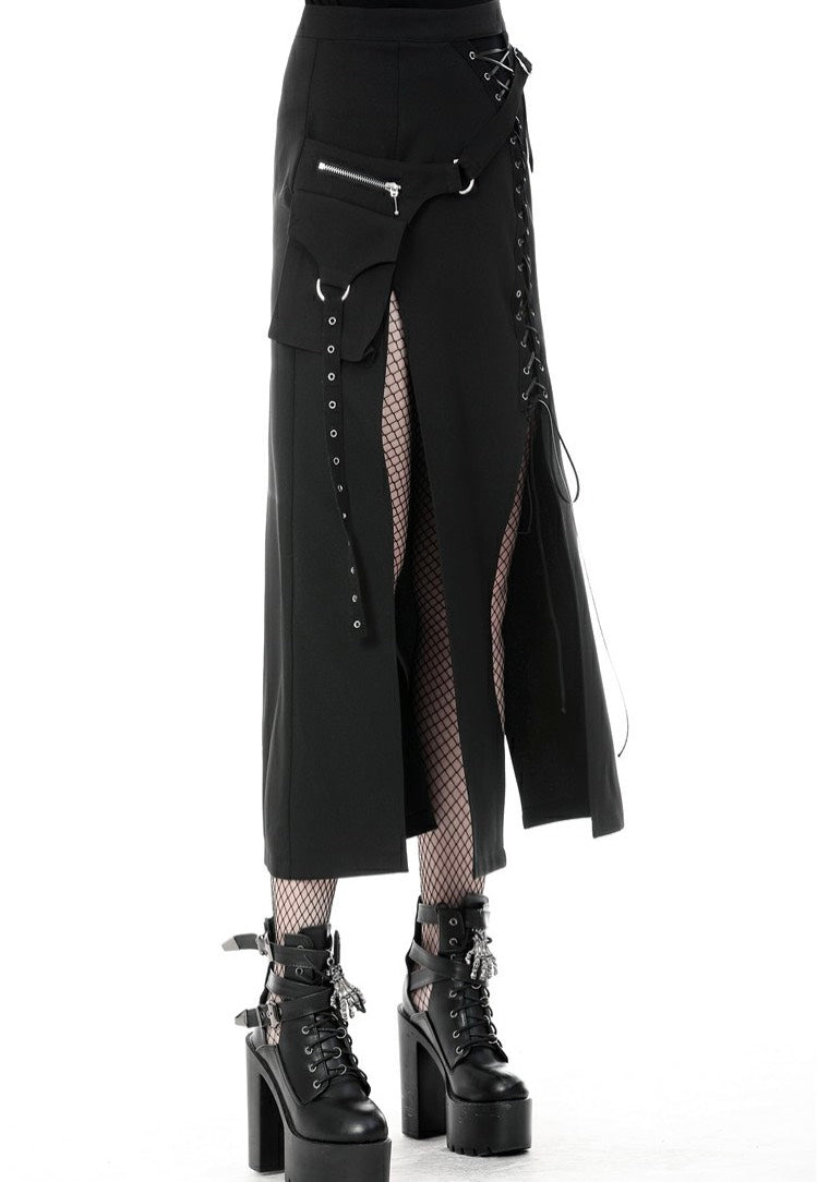 Dark In Love - Punk Sexy Slit Irregular Black - Skirt | Women-Image