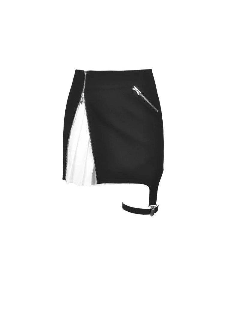 Dark In Love - Punk Black With Whiteite In Side Irregular Black/White - Skirt | Women-Image