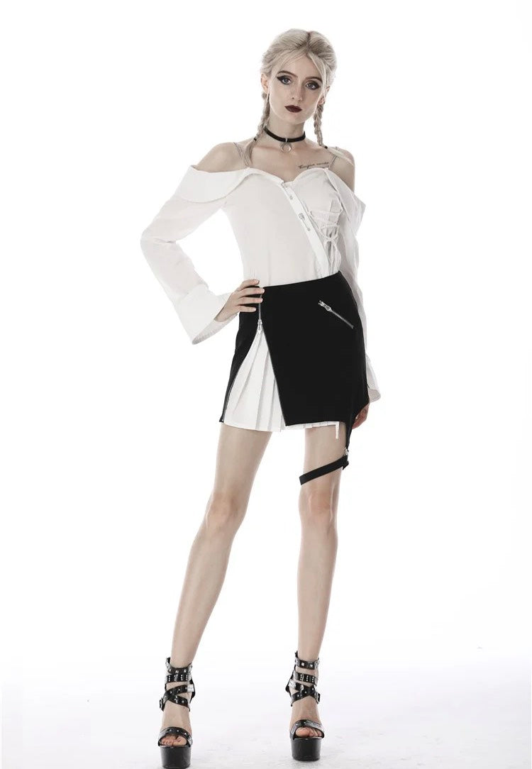 Dark In Love - Punk Black With Whiteite In Side Irregular Black/White - Skirt | Women-Image