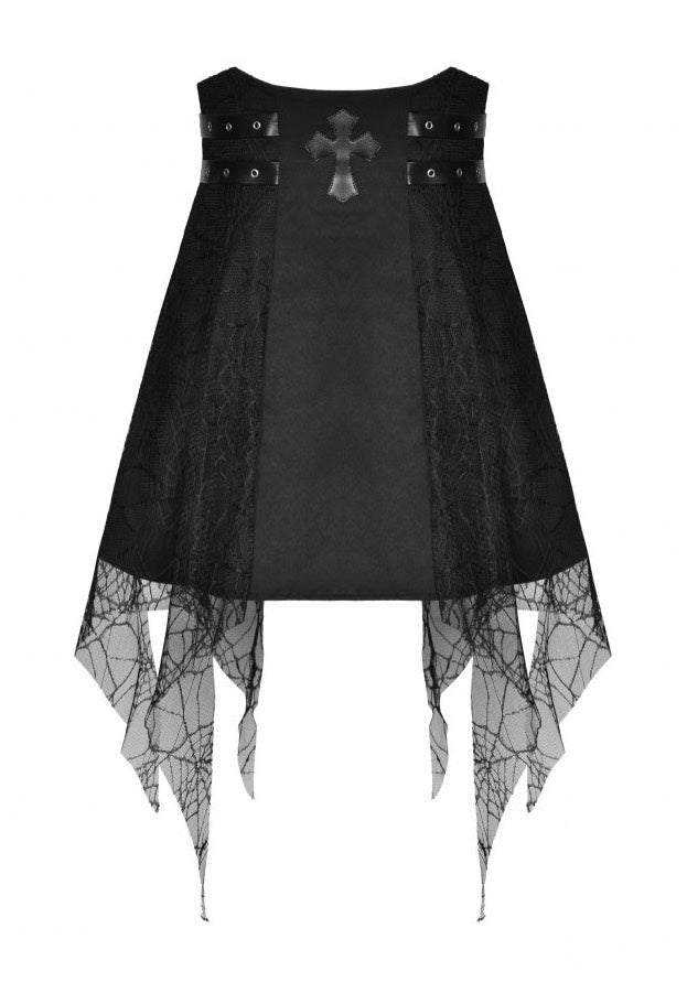 Dark In Love - Punk Rock Cross Spider Net Mini Black - Skirt | Women-Image