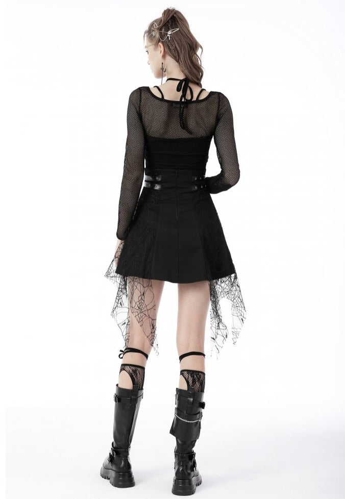 Dark In Love - Punk Rock Cross Spider Net Mini Black - Skirt | Women-Image