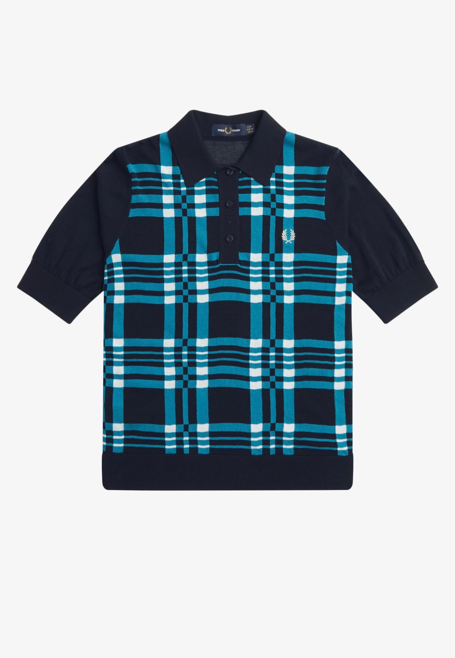 Fred Perry - Sheer Tartan Knitted Navy - Polo | Women-Image