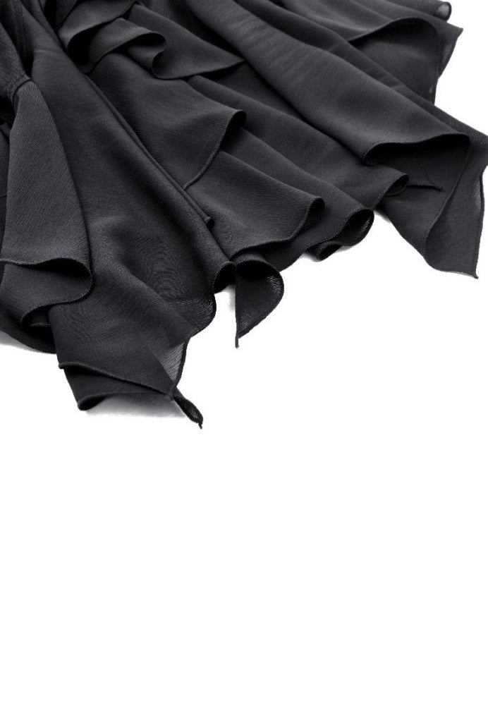 Dark In Love - Black Mermaid Ruffle Slim Long - Skirt | Women-Image