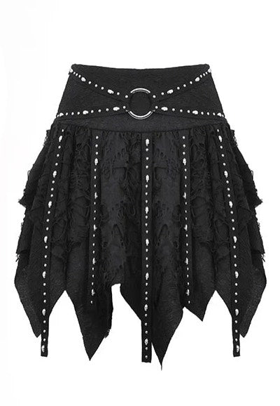 Dark In Love - Punk Irregular Tattered Skul Black - Skirt | Women-Image