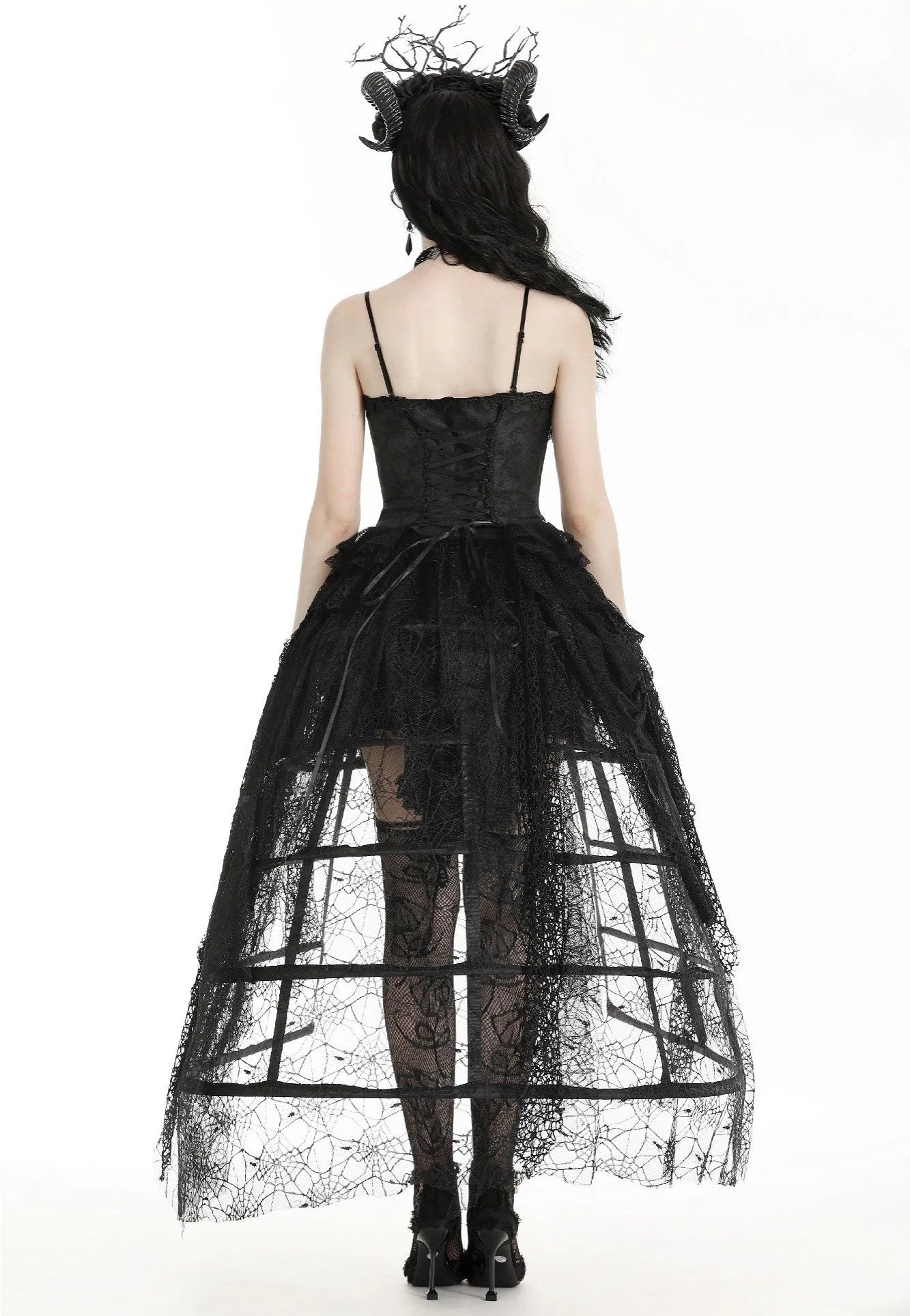 Dark in Love - Rococo Style Spiderweb Tattered Birdcage Petticoat Long - Skirt | Women-Image