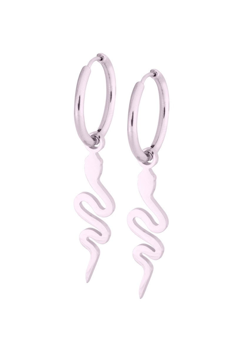 Wildcat - Snake Hoops (Pair) Silver - Earrings | Neutral-Image