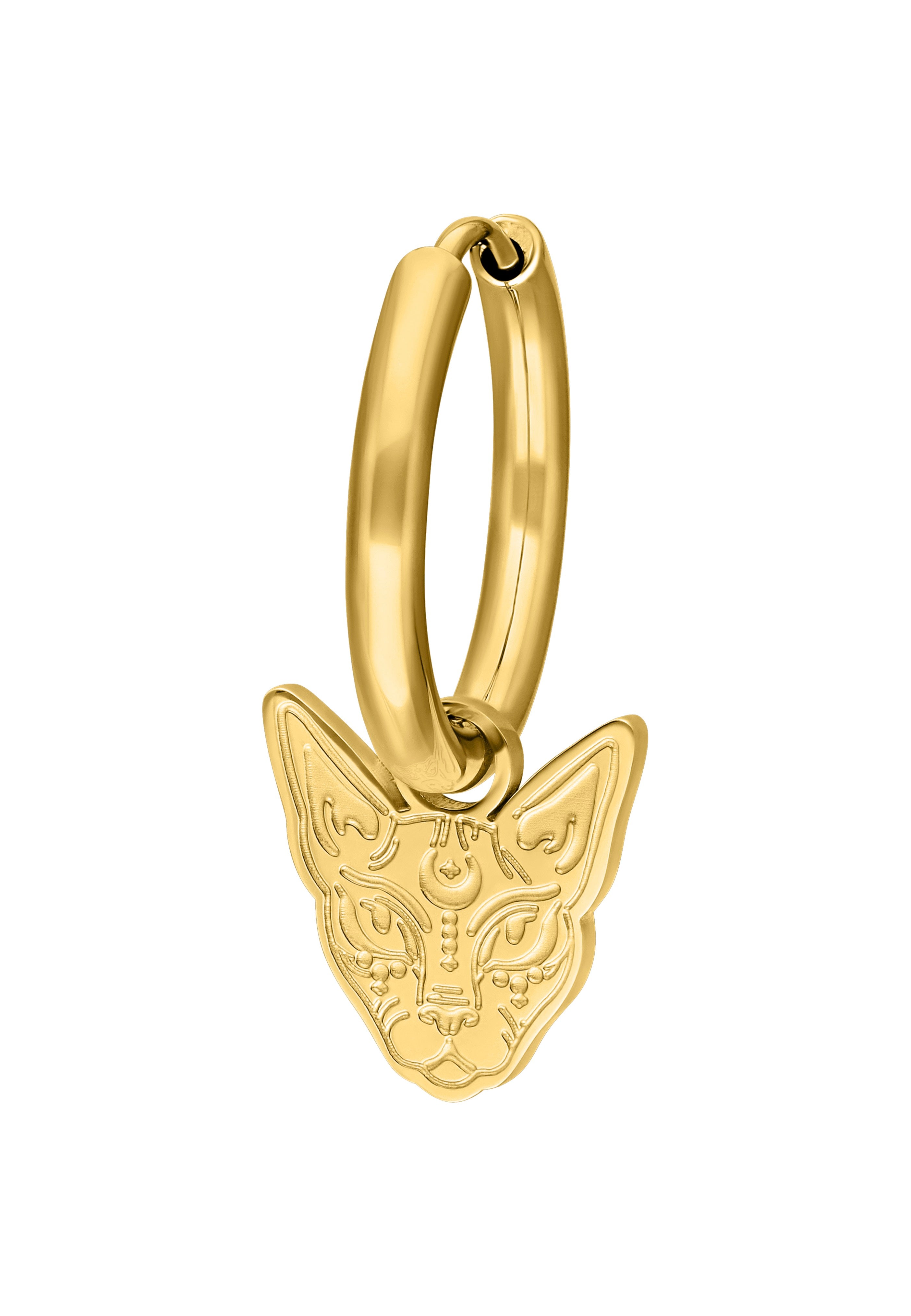 Wildcat - Little Sphynx Gold Hoops - Earrings | Neutral-Image