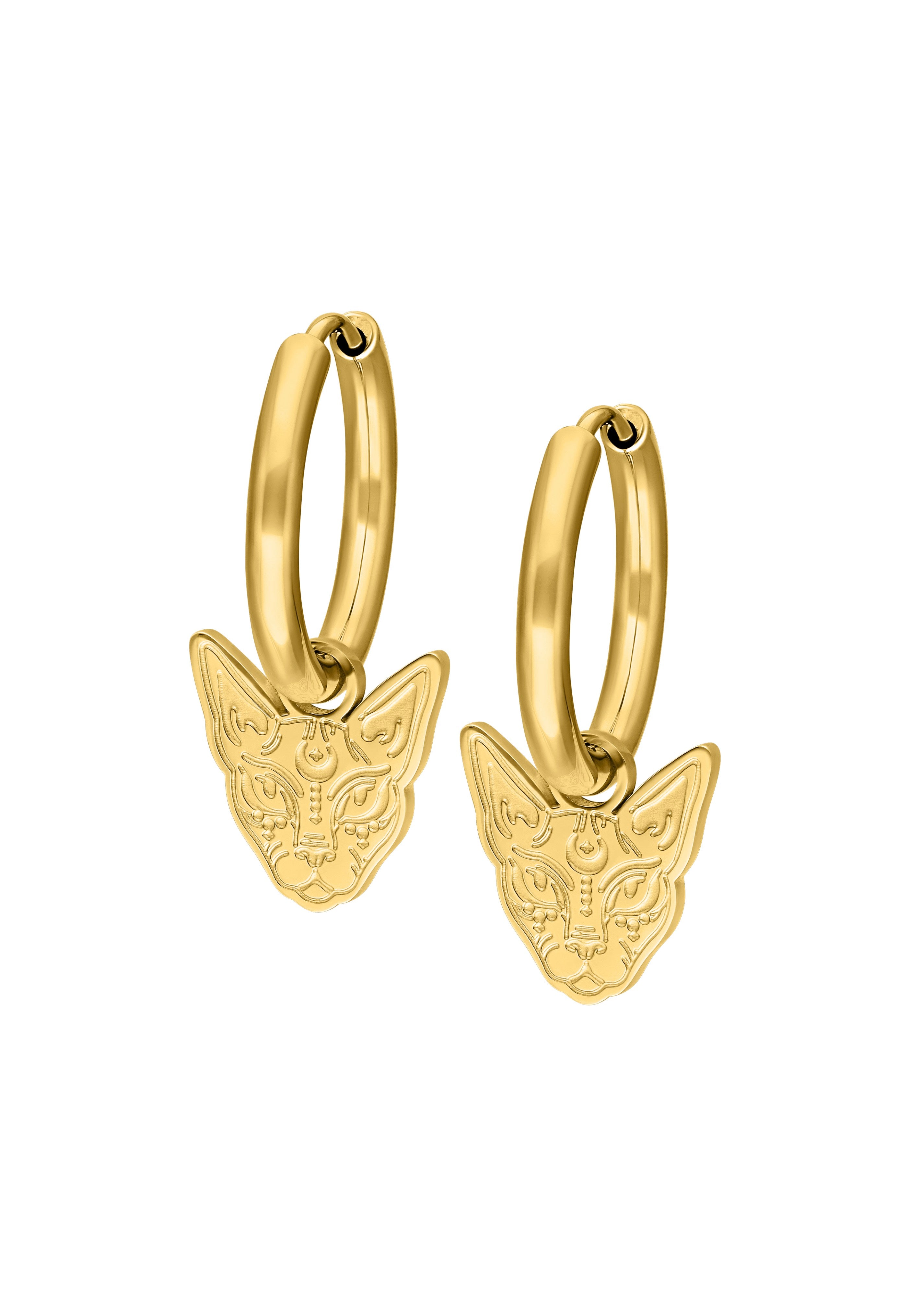 Wildcat - Little Sphynx Gold Hoops - Earrings | Neutral-Image