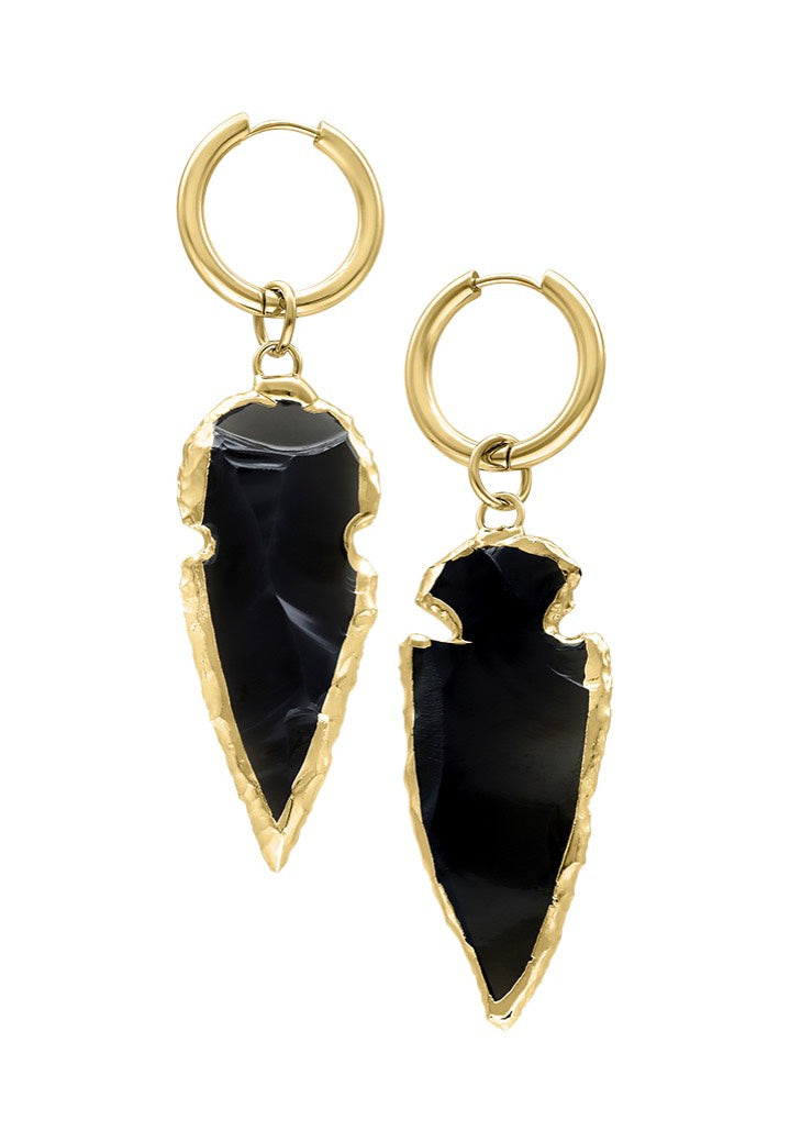 Wildcat - Little Obsidian Stone Gold - Earrings | Neutral-Image