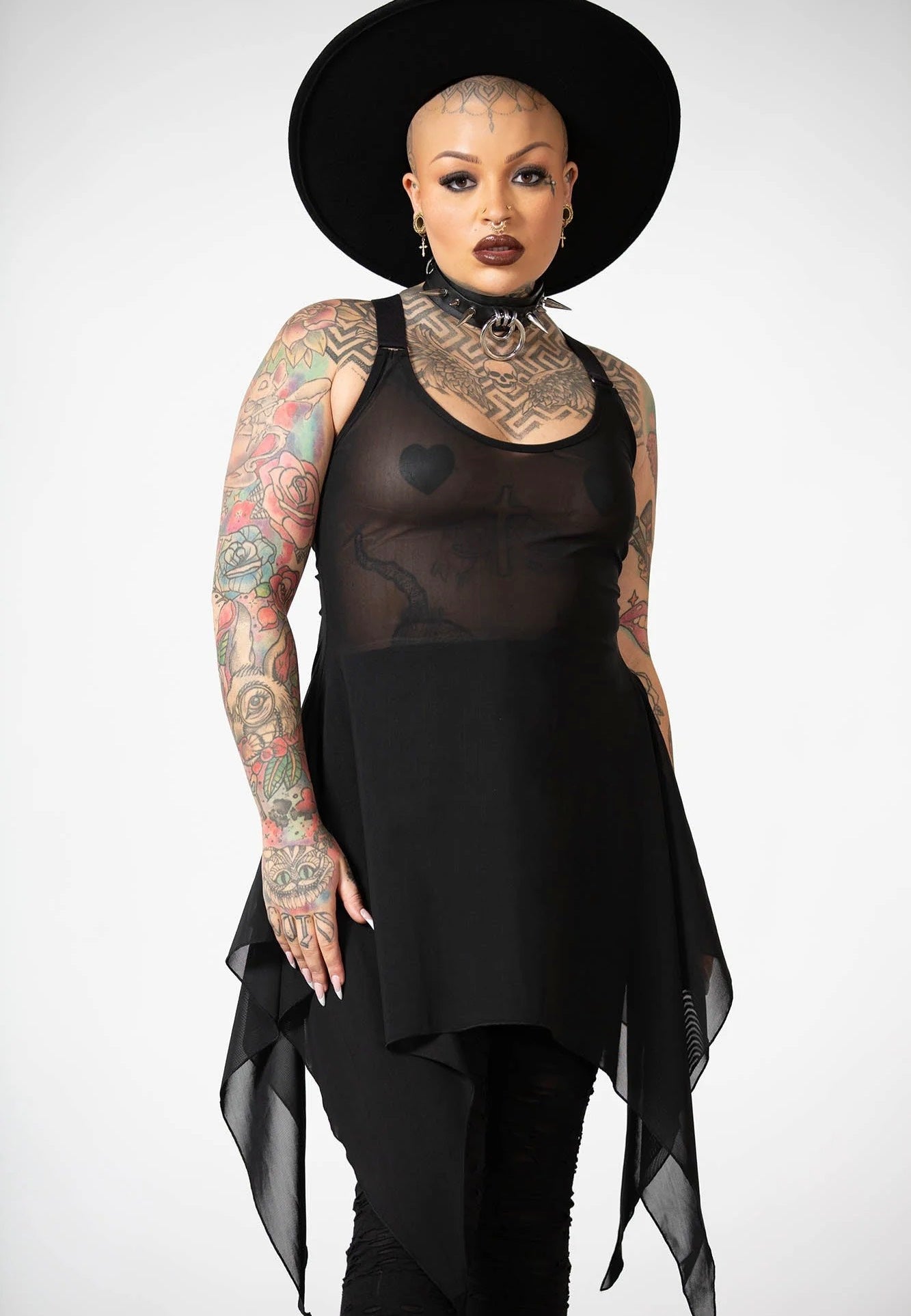 Killstar - Lilith's Blood Mesh Tunic Black - Top | Women-Image