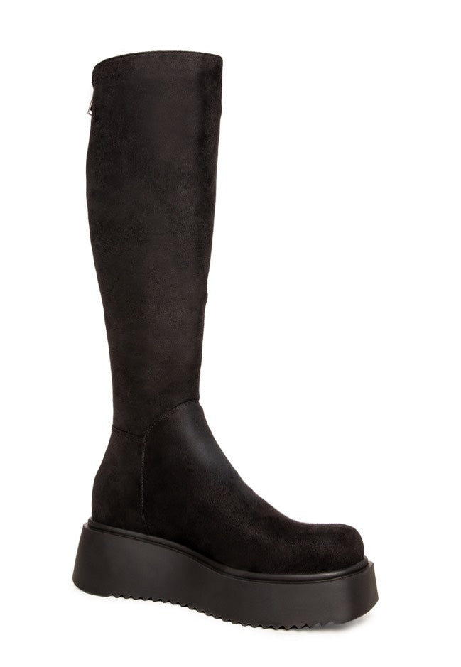 Lamoda - Cruel Winter Chunky Knee High Black Suede - Girl Shoes | Women-Image