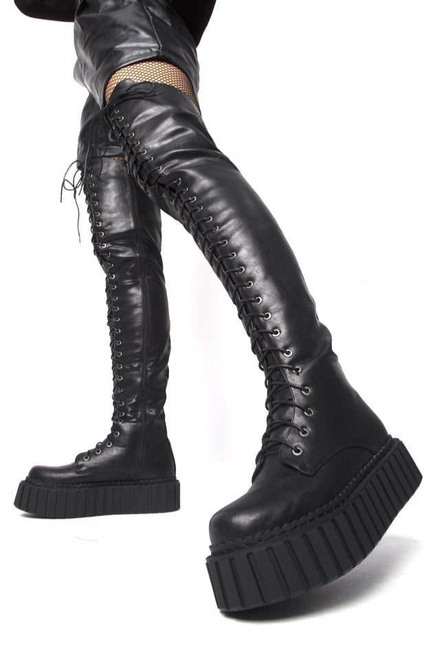 Lamoda - Last Kiss Chunky Thigh High Holster Black - Girl Shoes | Women-Image