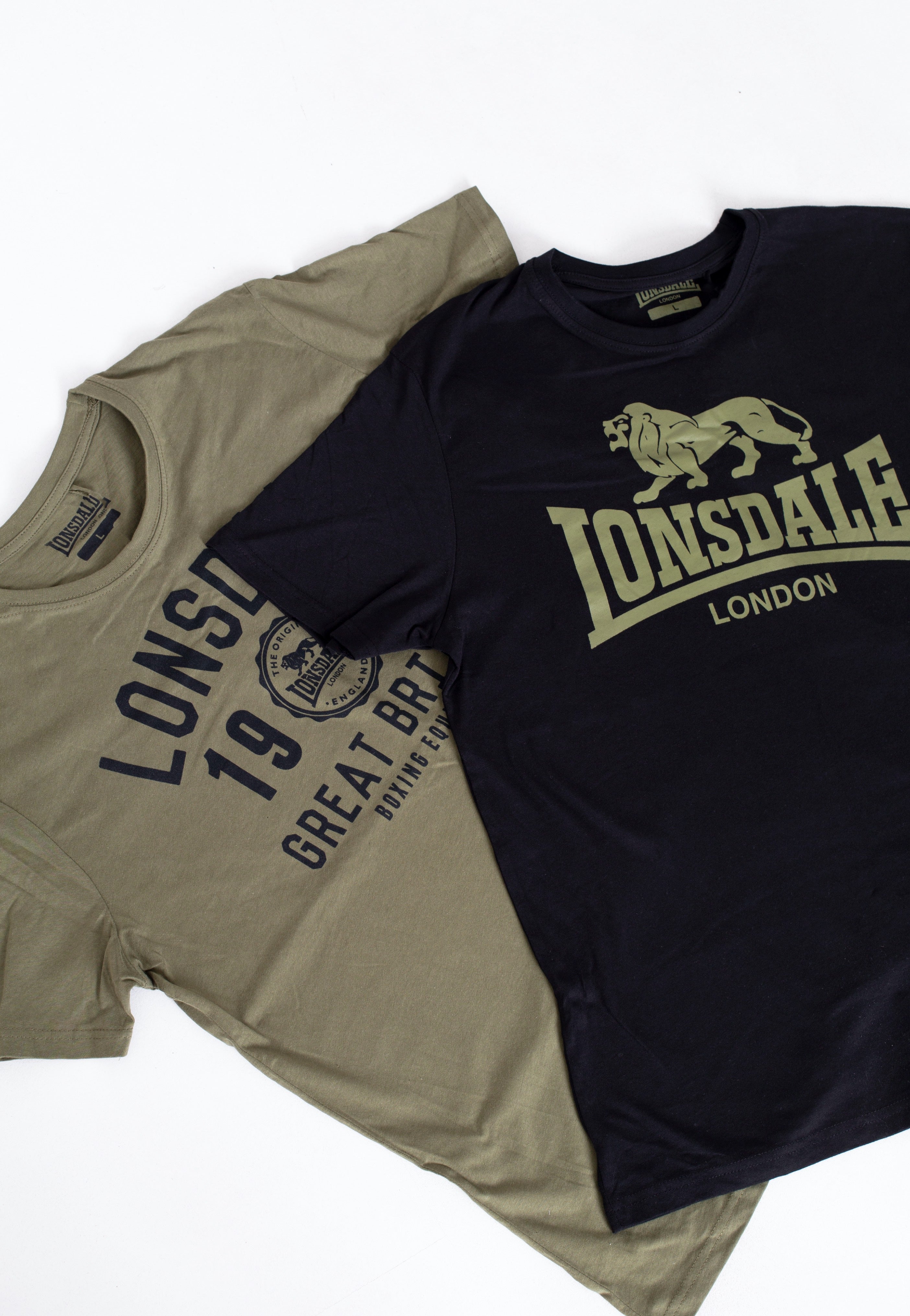 Lonsdale - Bangor Black/Olive Pack Of 2 - T-Shirt | Men-Image