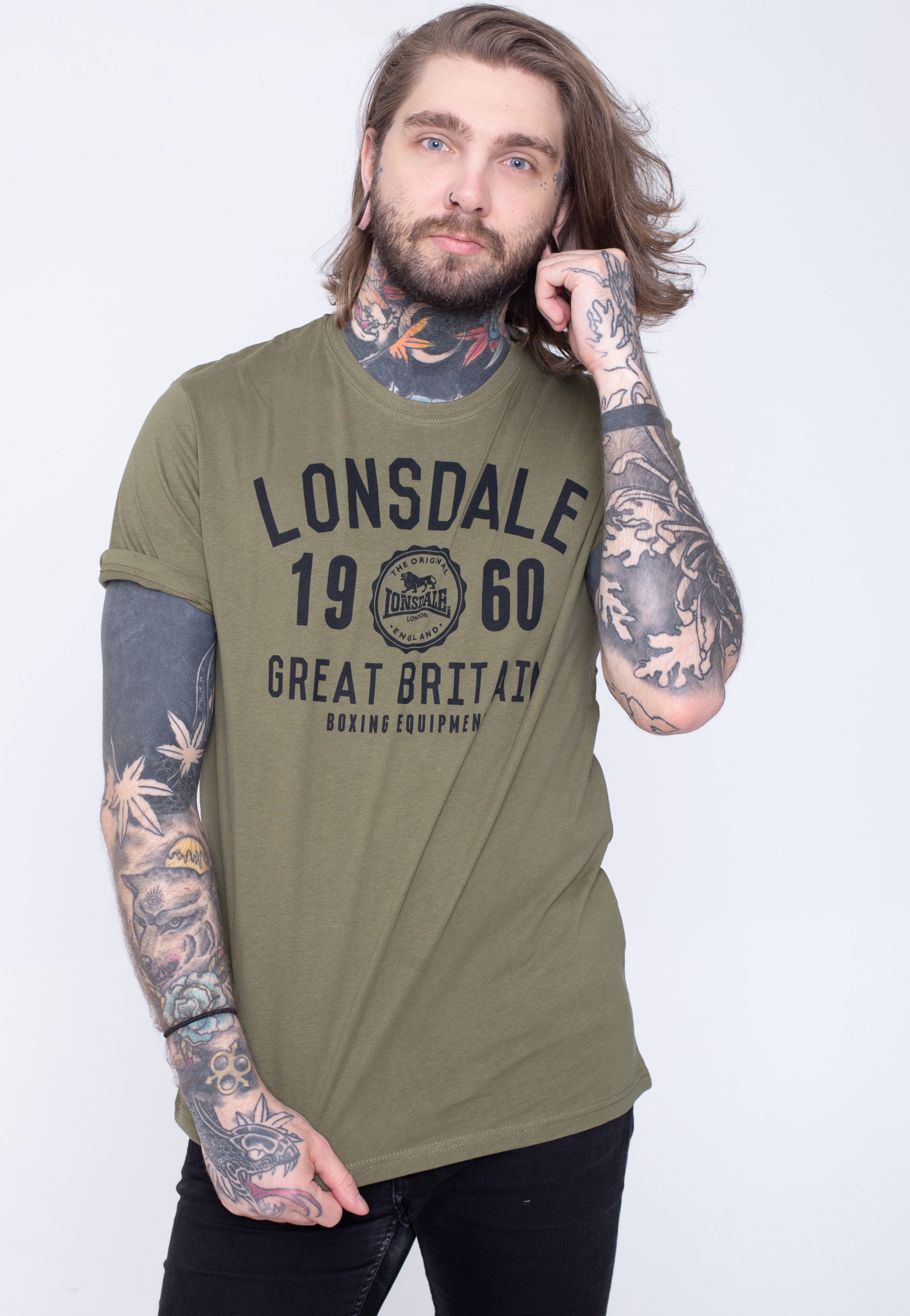 Lonsdale - Bangor Black/Olive Pack Of 2 - T-Shirt | Men-Image