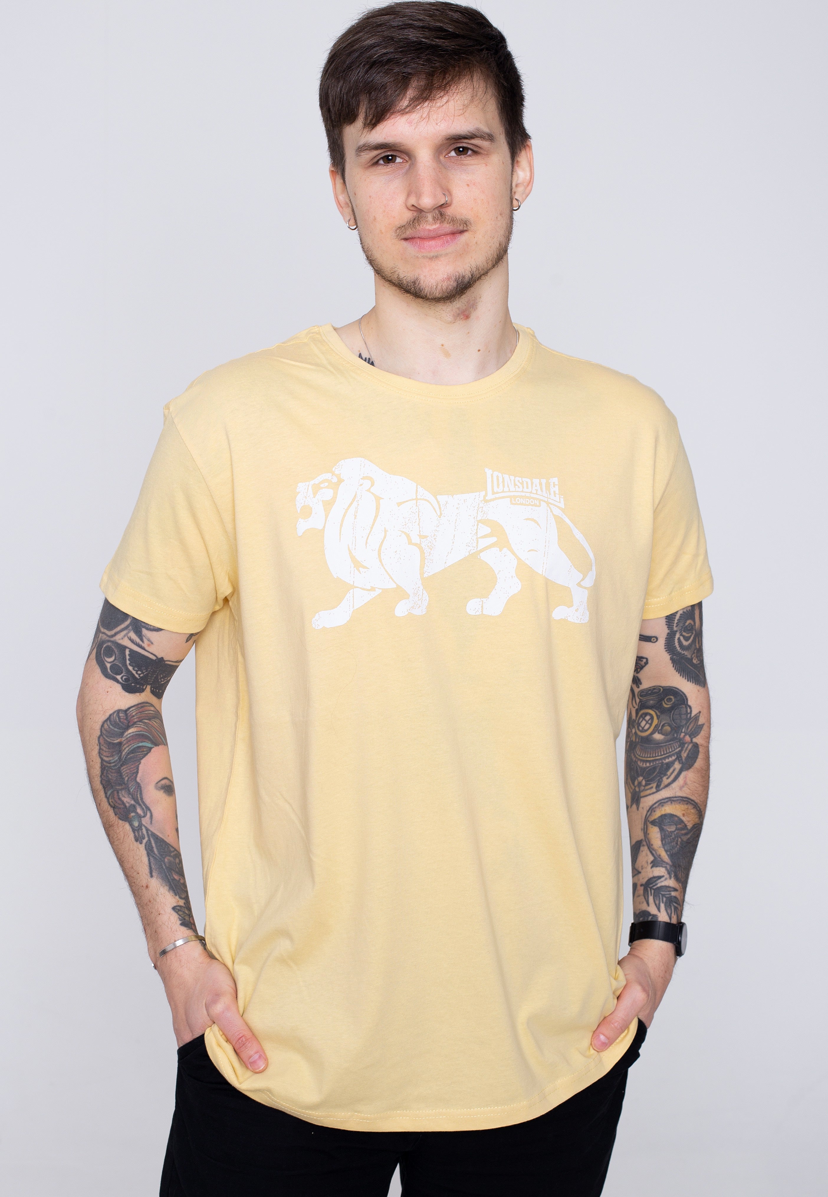 Lonsdale - Endmoor Pastel Yellow/White - T-Shirt | Men-Image