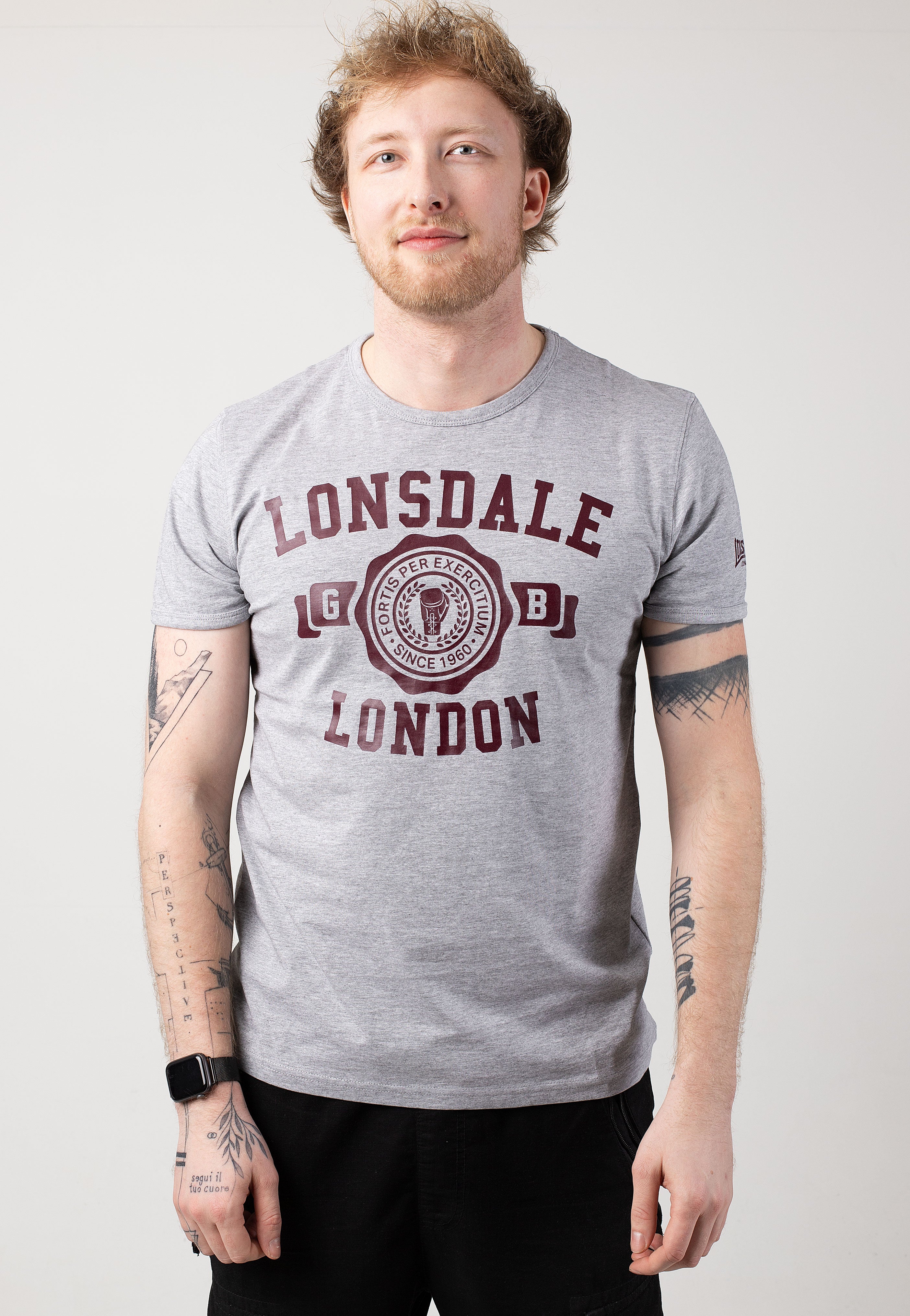 Lonsdale - Murrister Marl Grey/Oxblood - T-Shirt | Men-Image