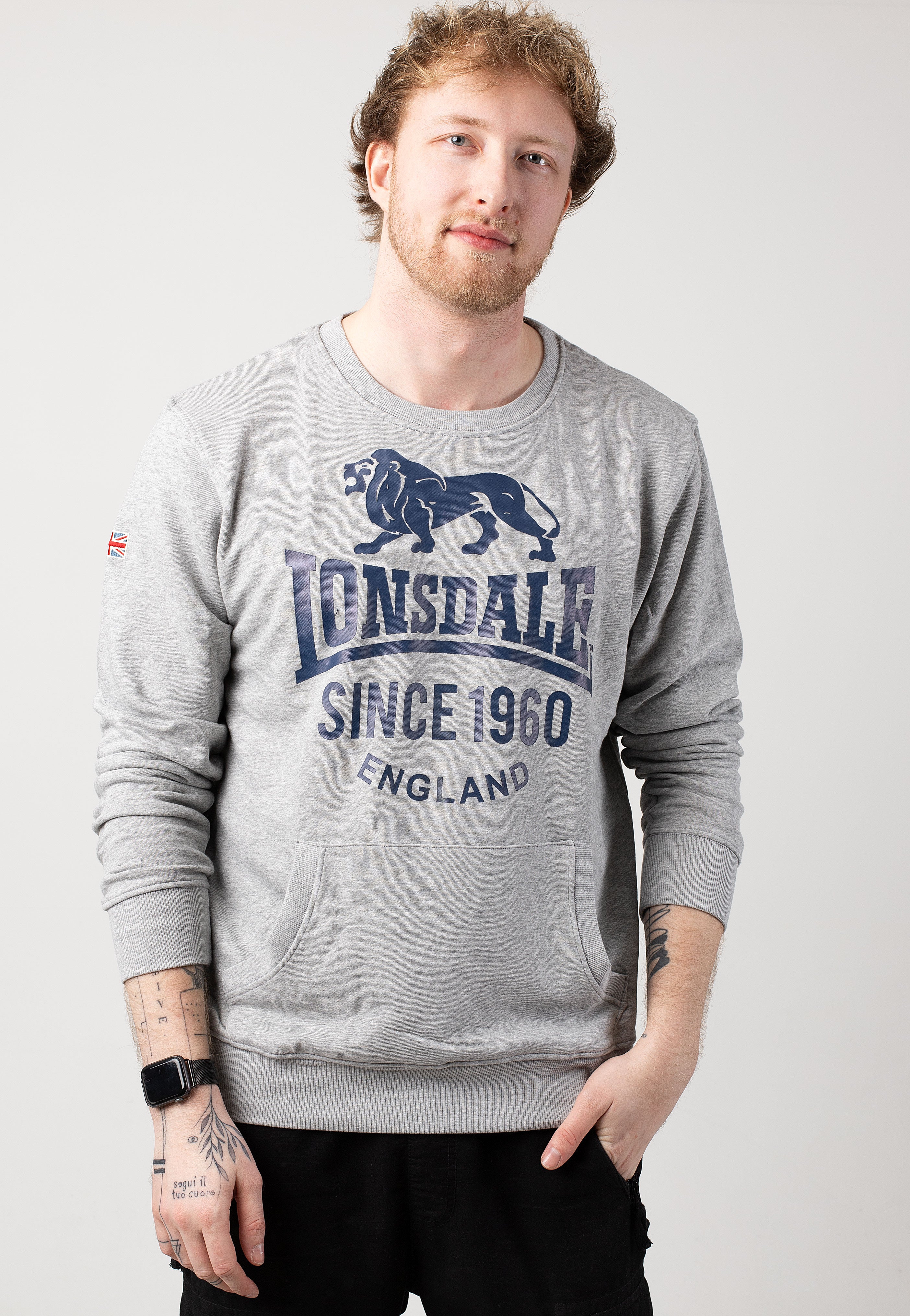 Lonsdale - Noss Marl Grey/Navy - Sweater | Men-Image