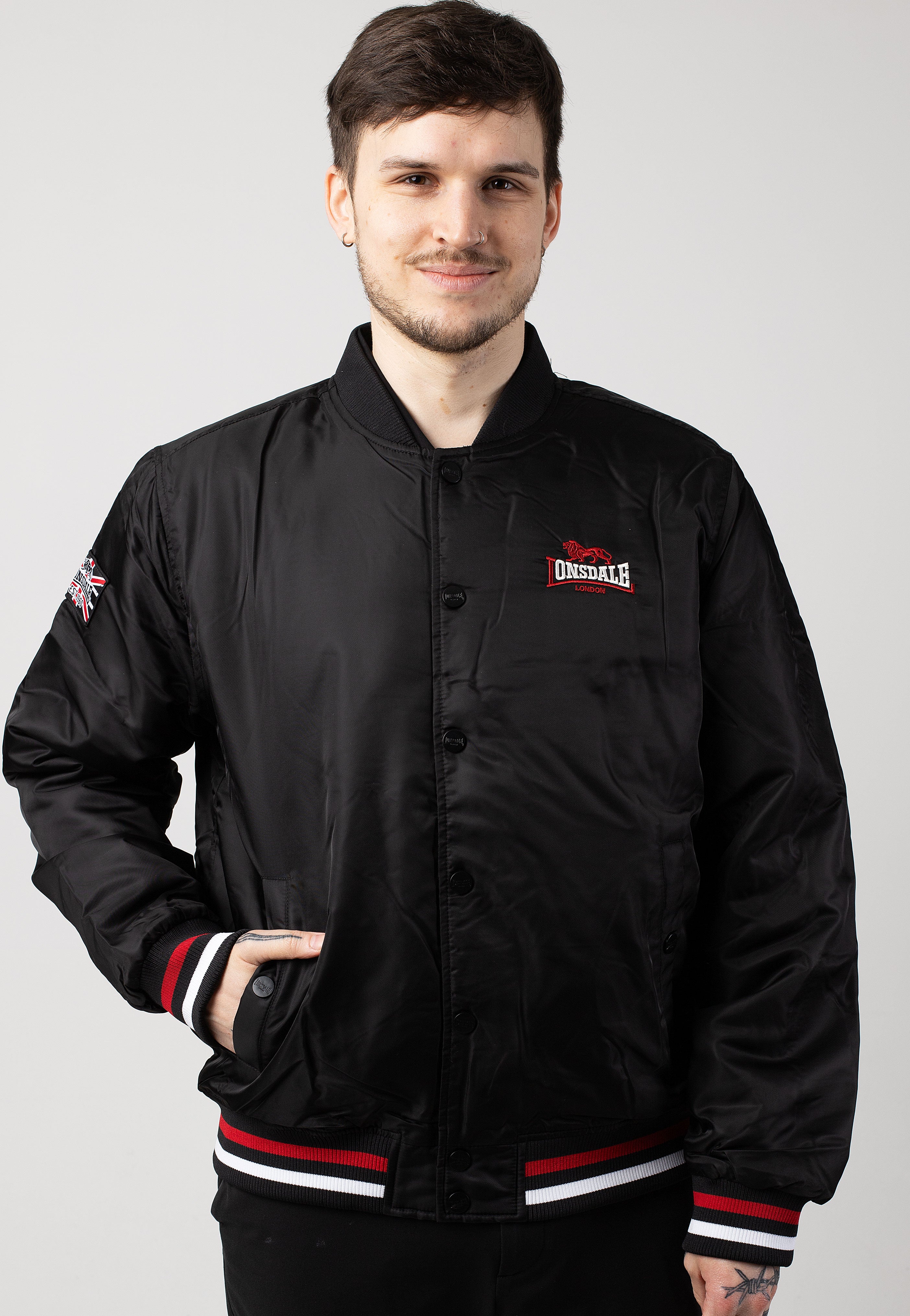 Lonsdale - Orkney Black/Red/Ecru - College Jacket | Men-Image