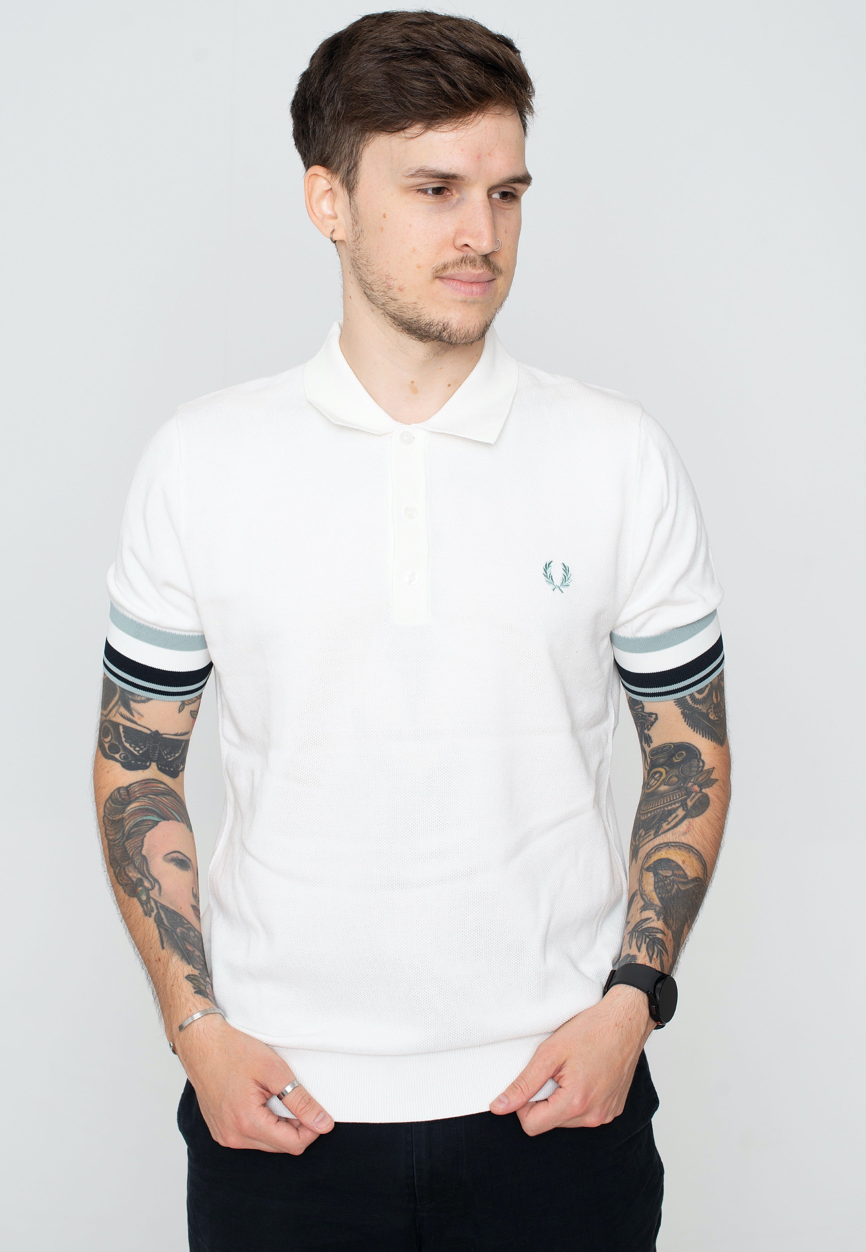 Fred Perry - Bold Cuff Knitted Snow White - Polo | Men-Image