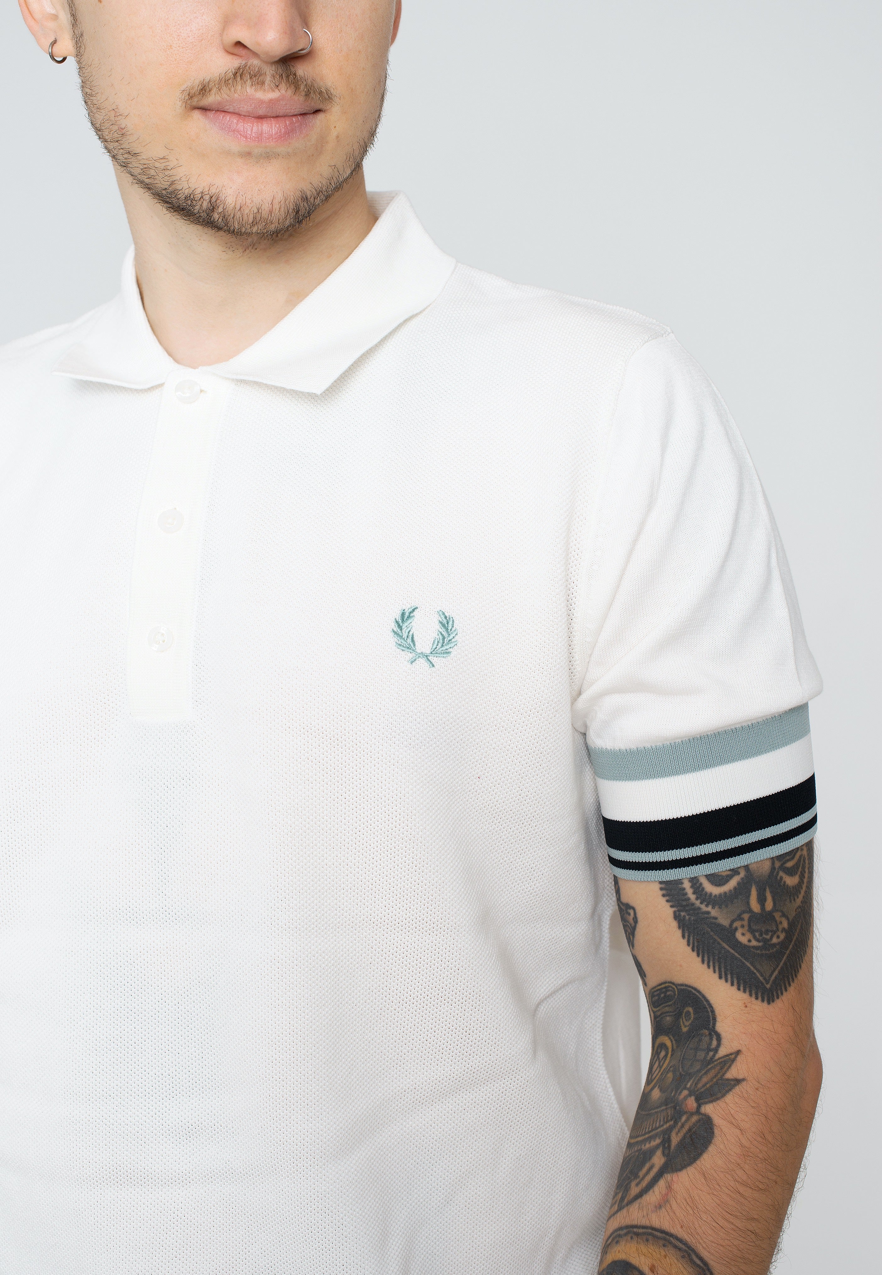 Fred Perry - Bold Cuff Knitted Snow White - Polo | Men-Image