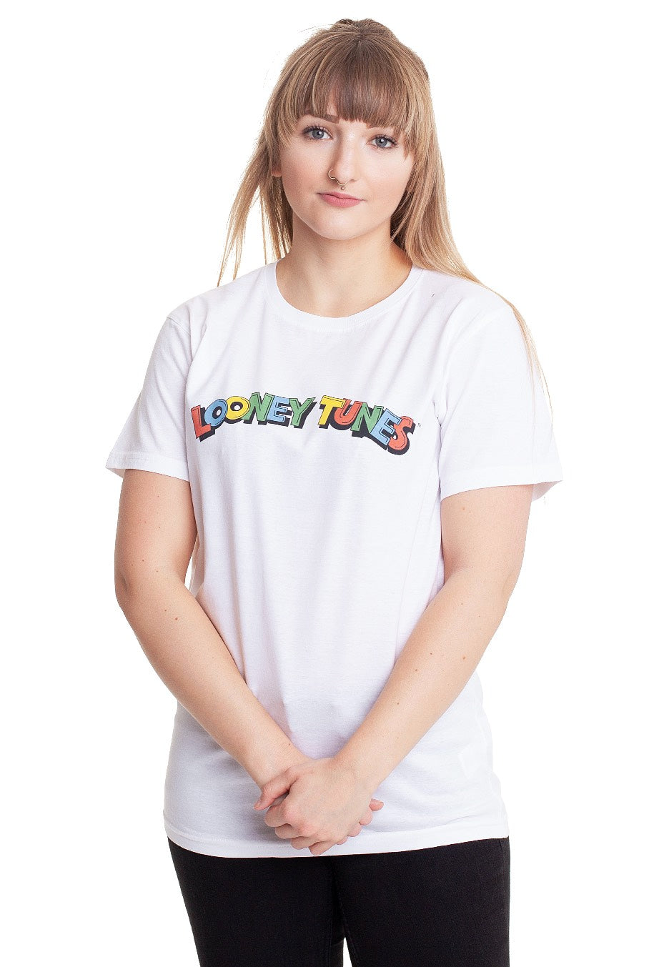 Looney Tunes - Block Multi Colour Logo White - T-Shirt | Women-Image