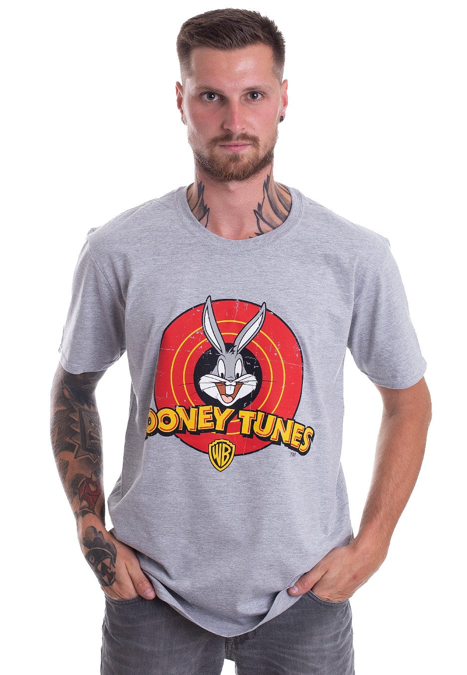 Looney Tunes - Distressed Logo Heather Grey - T-Shirt | Men-Image