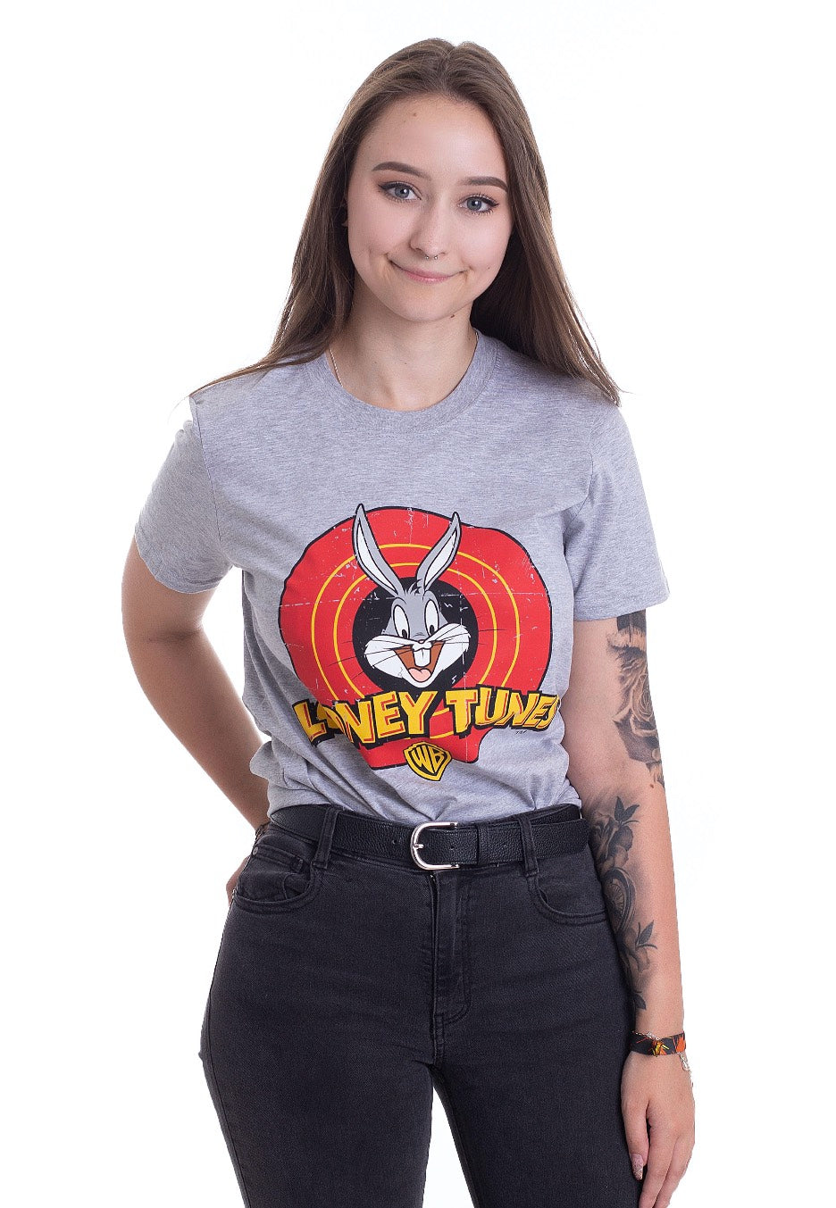 Looney Tunes - Distressed Logo Heather Grey - T-Shirt | Women-Image