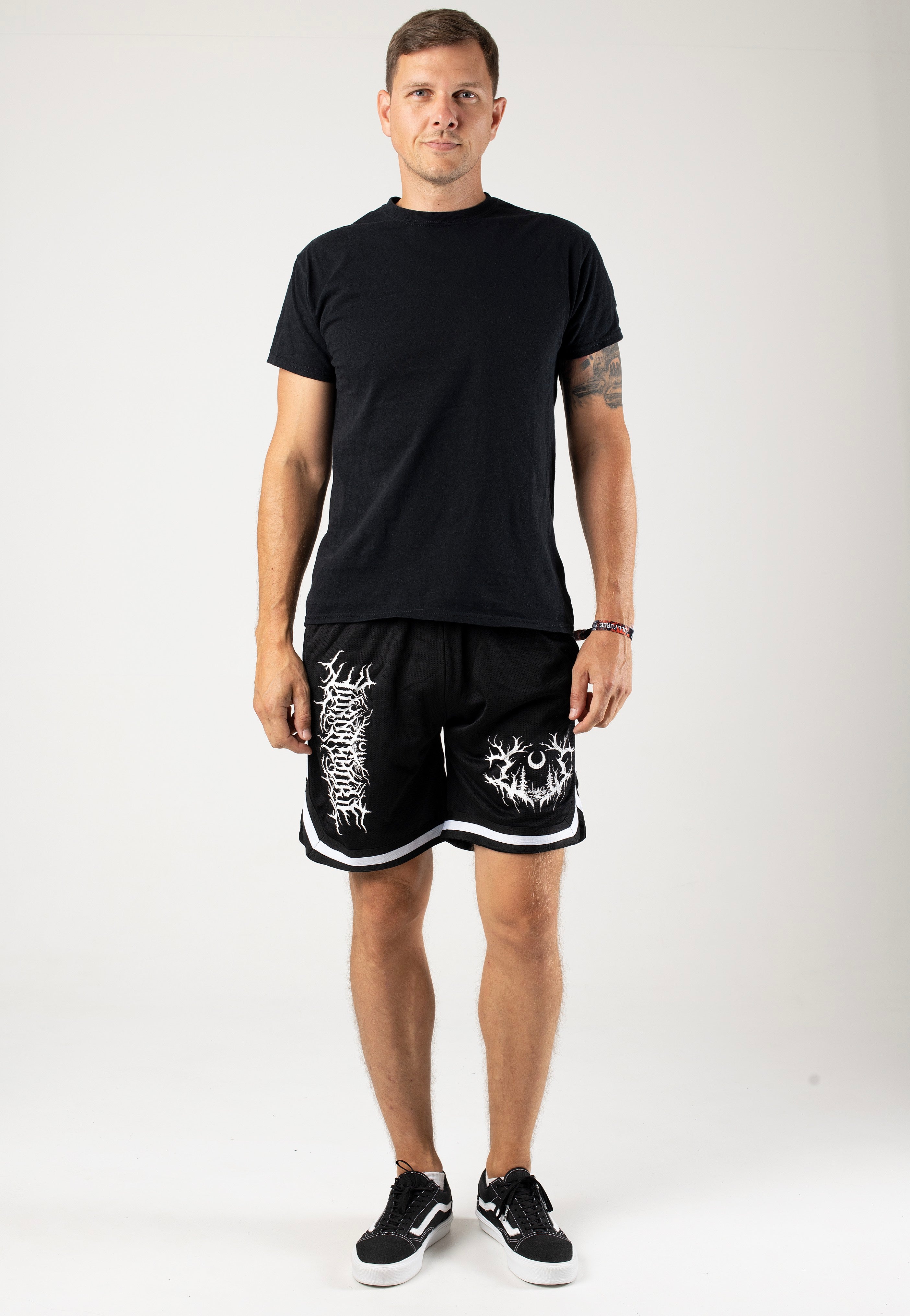 Lorna Shore - Logo & Sigil White Striped - Shorts | Men-Image