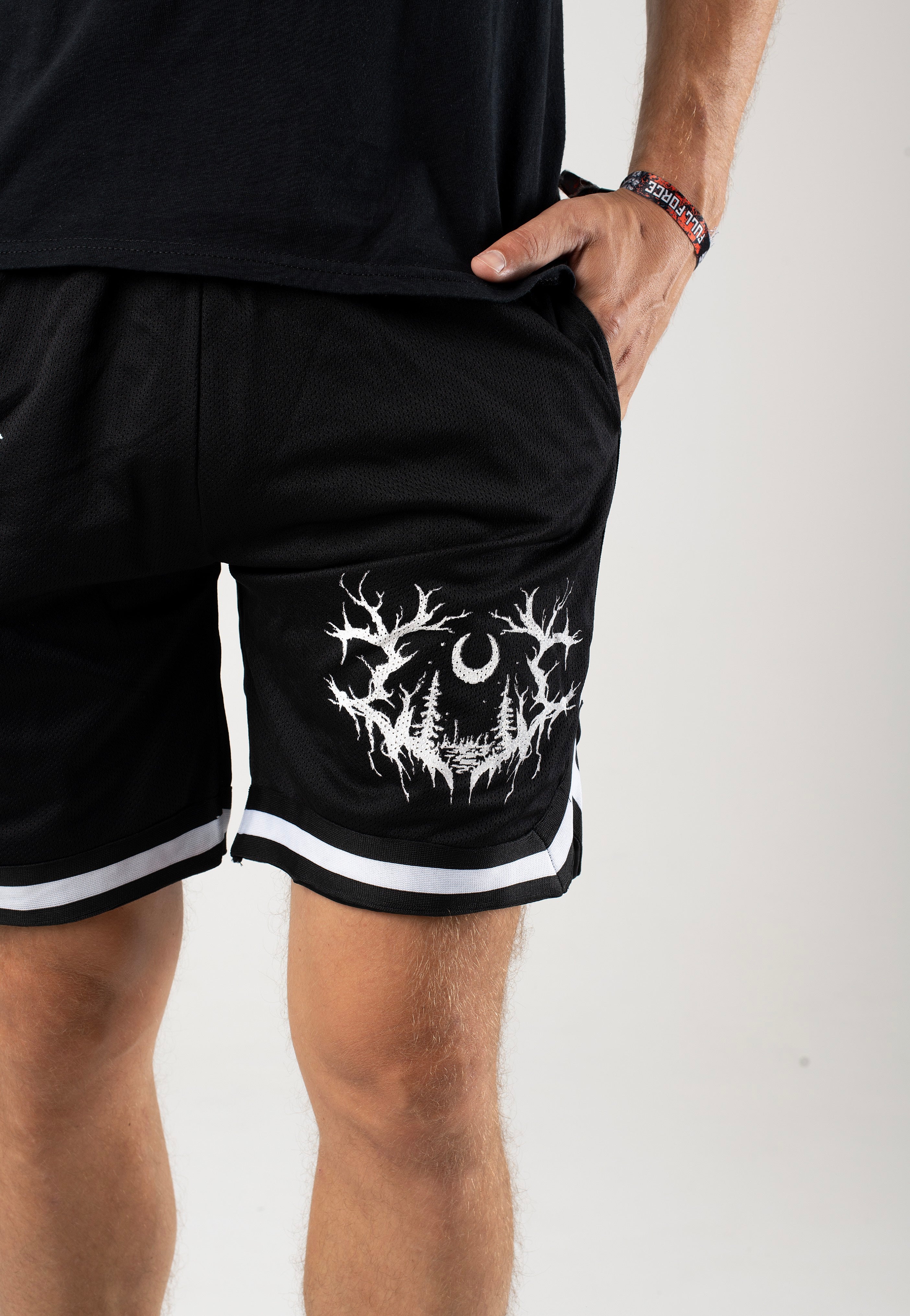 Lorna Shore - Logo & Sigil White Striped - Shorts | Men-Image