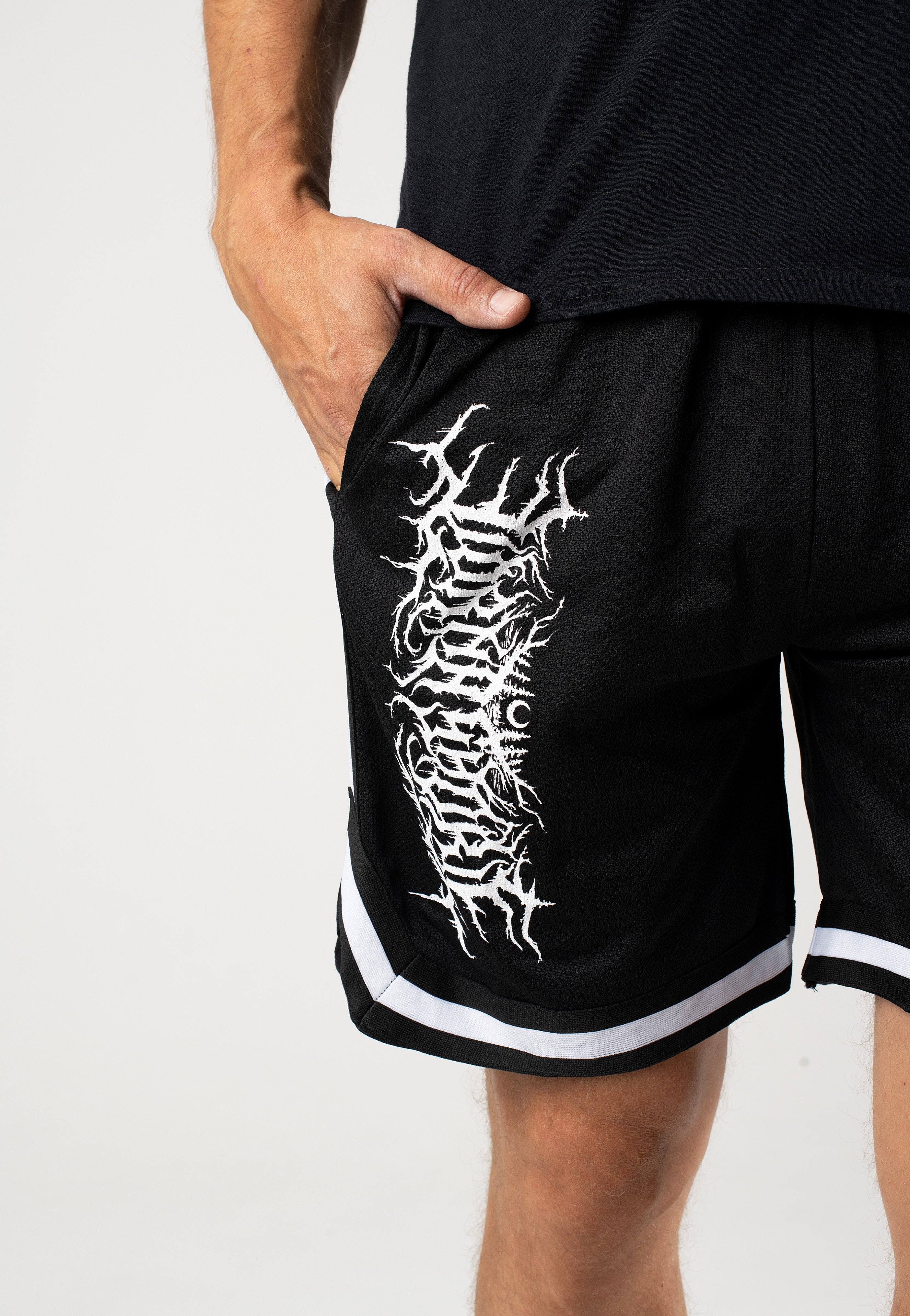 Lorna Shore - Logo & Sigil White Striped - Shorts | Men-Image