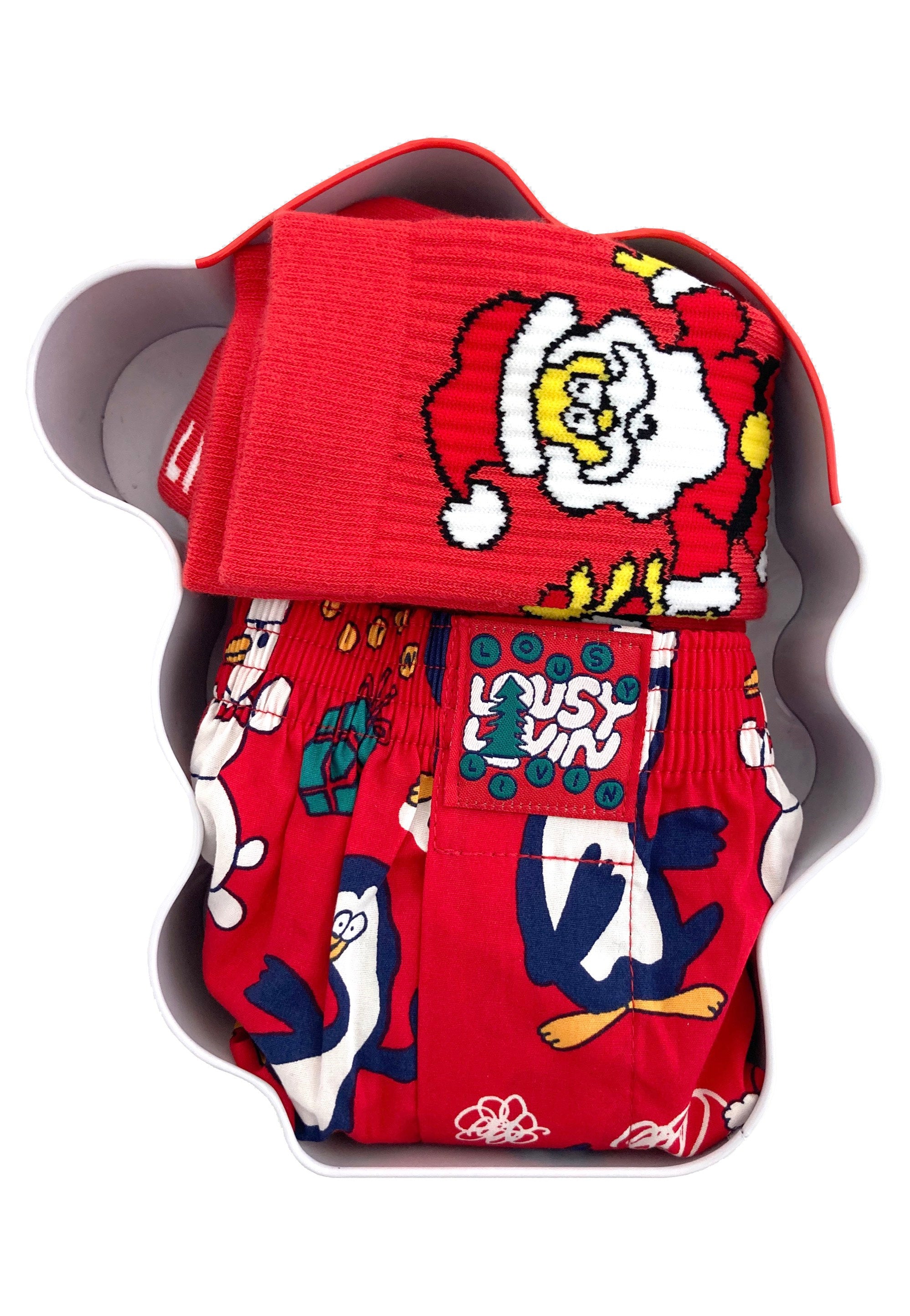 Lousy Livin - Pinguins & Santa Socks Red - Boxershorts | Men-Image