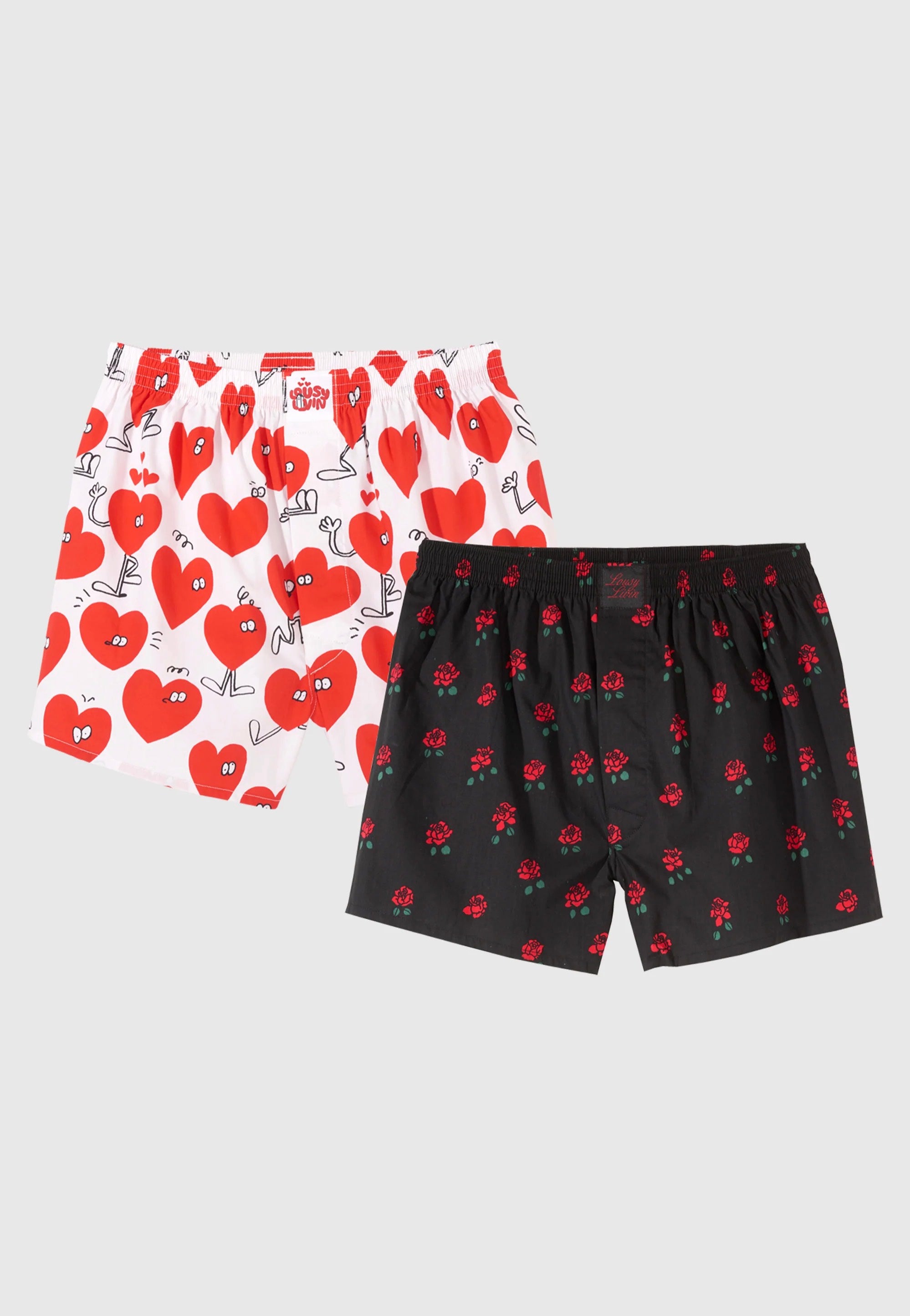 Lousy Livin - Rose & Valentines Pack Of 2 Black & White - Boxershorts | Men-Image