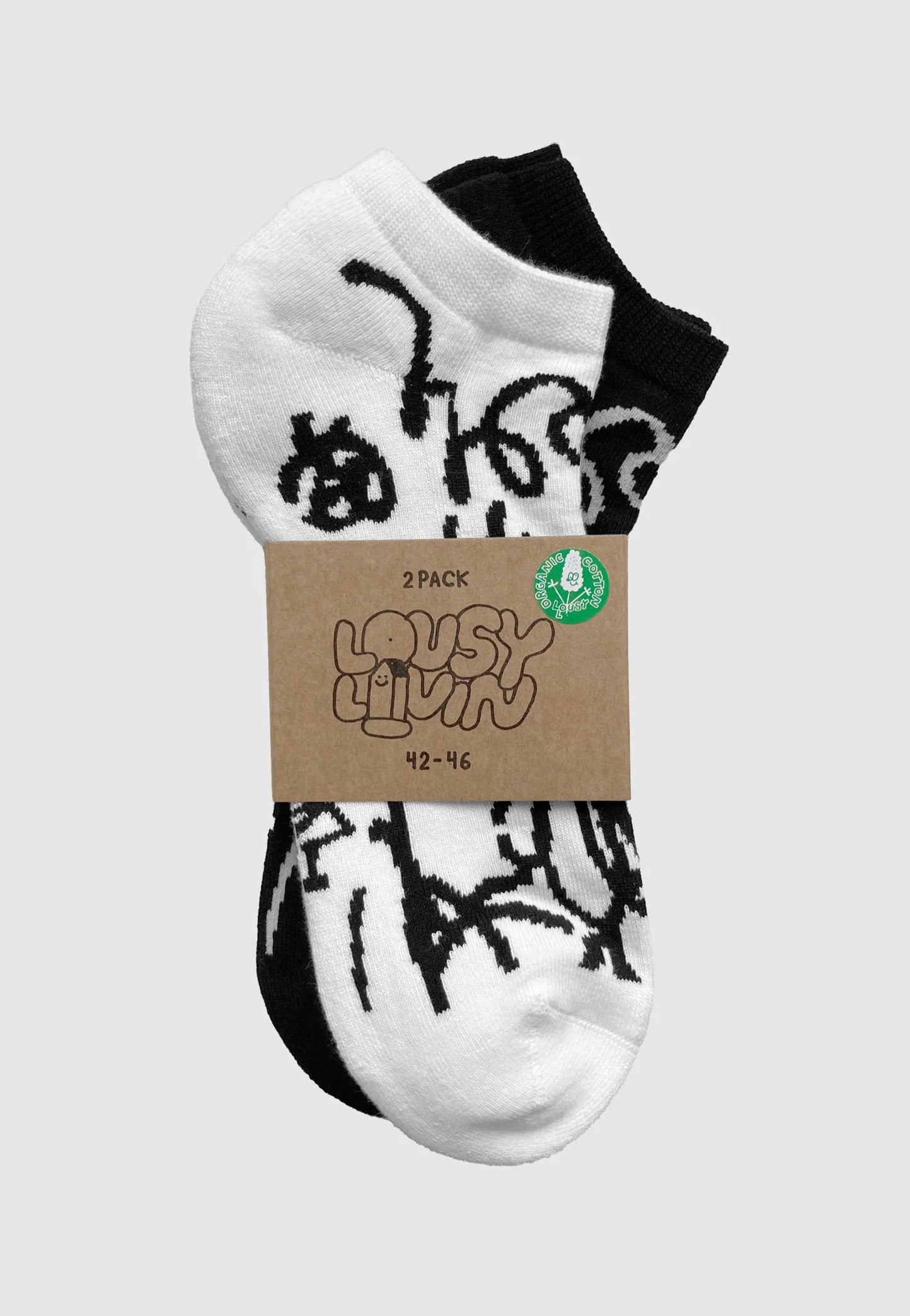 Lousy Livin - Sneaker Lou Pack Of 2 Black & White - Socks | Neutral-Image