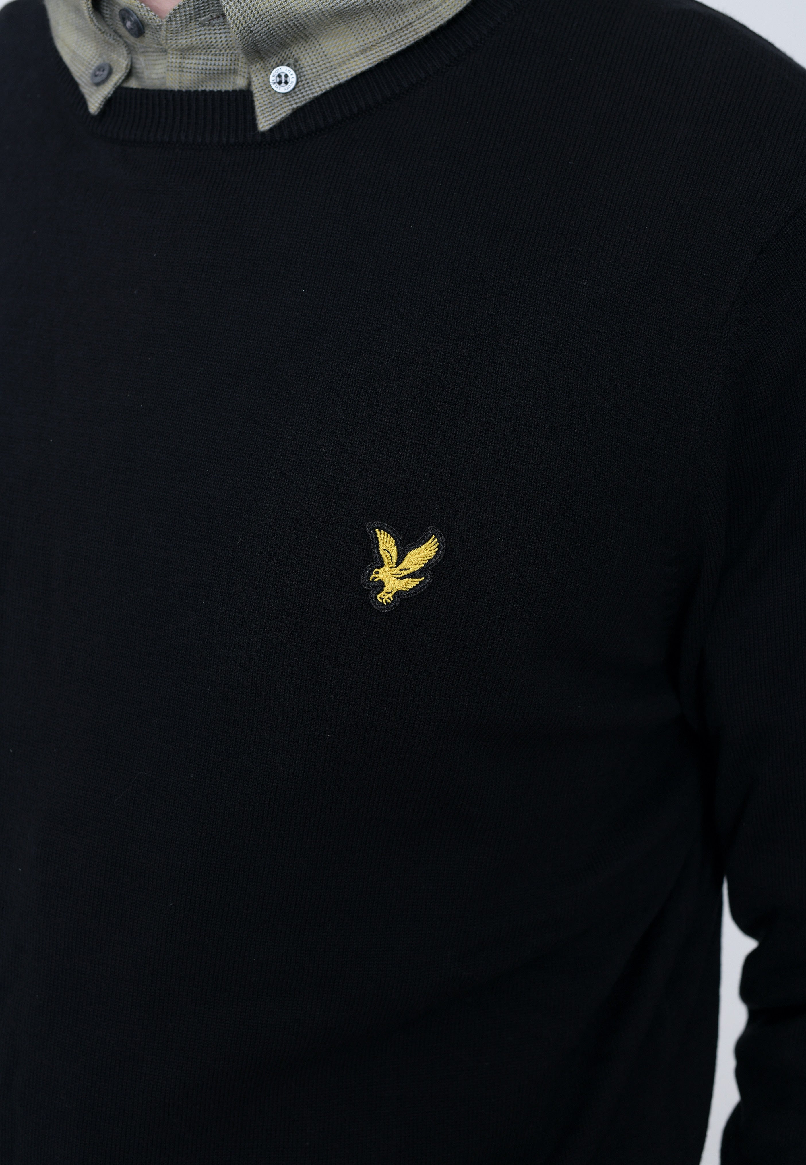 Lyle & Scott - Cotton Crew Neck Jet Black - Pullover | Men-Image