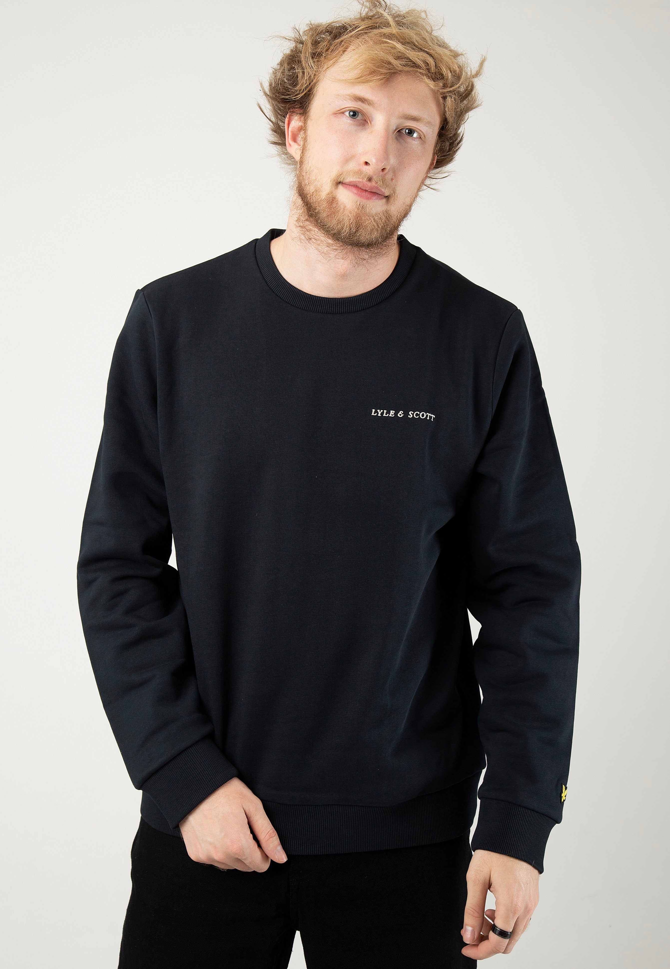 Lyle & Scott - Embroidered Crew Neck Dark Navy - Sweater | Men-Image