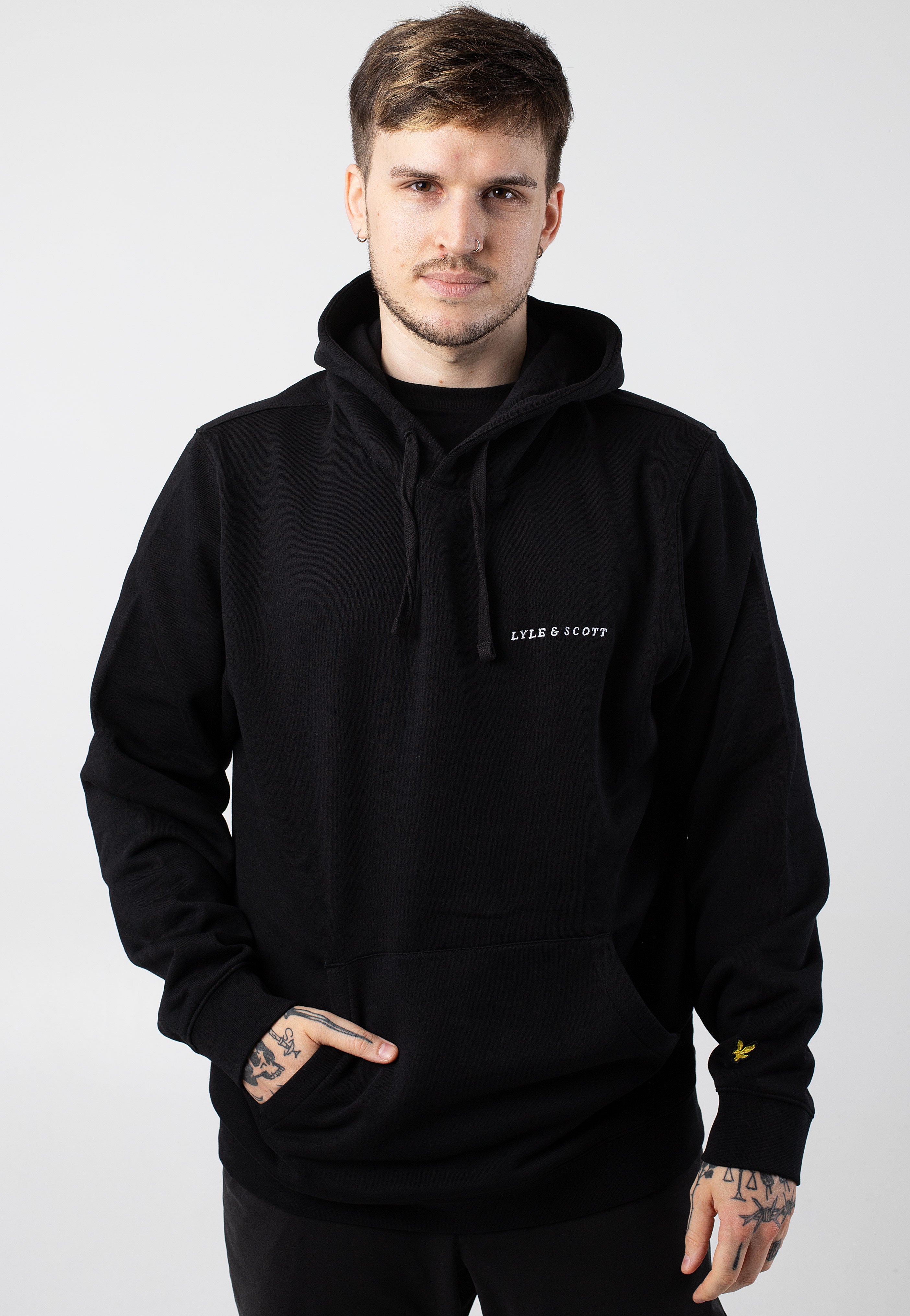 Lyle & Scott - Embroidered Jet Black/White - Hoodie | Men-Image