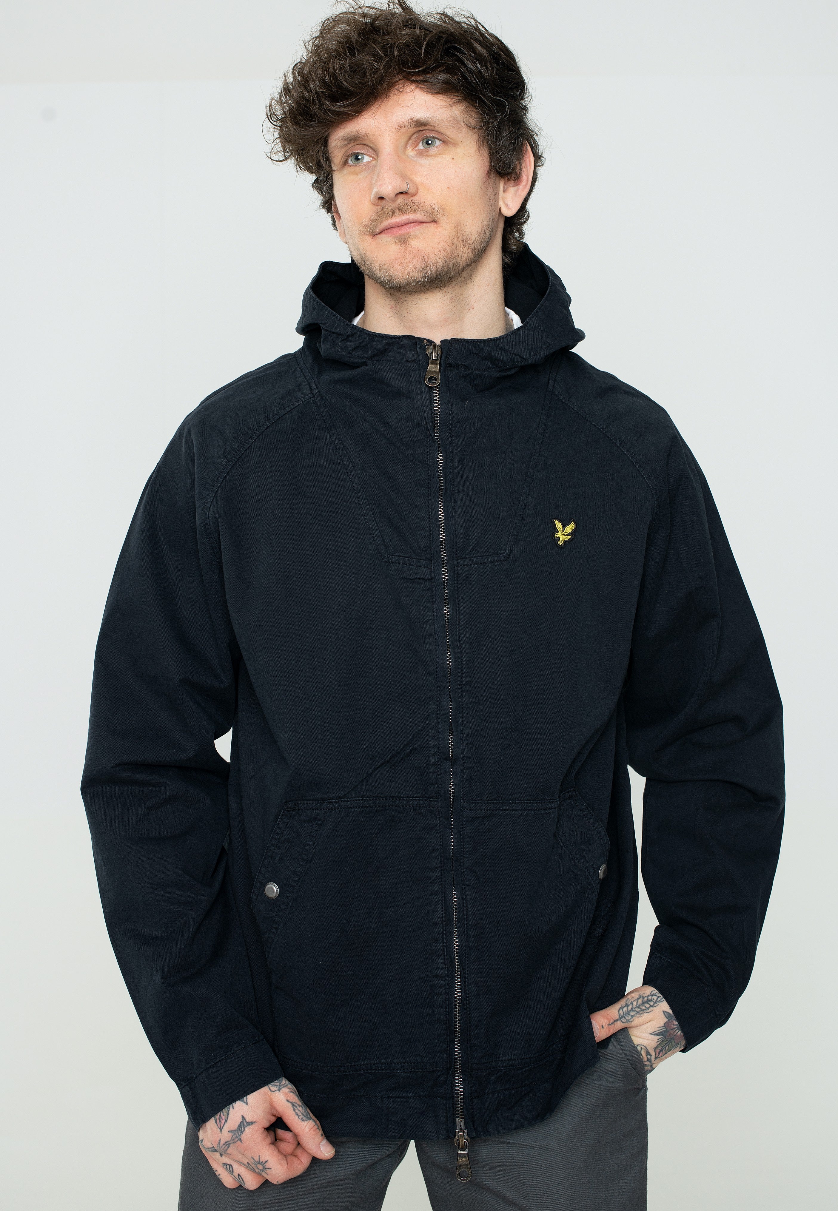 Lyle & Scott - Garment Dyed Zip Through Dark Navy - Jacket | Men-Image