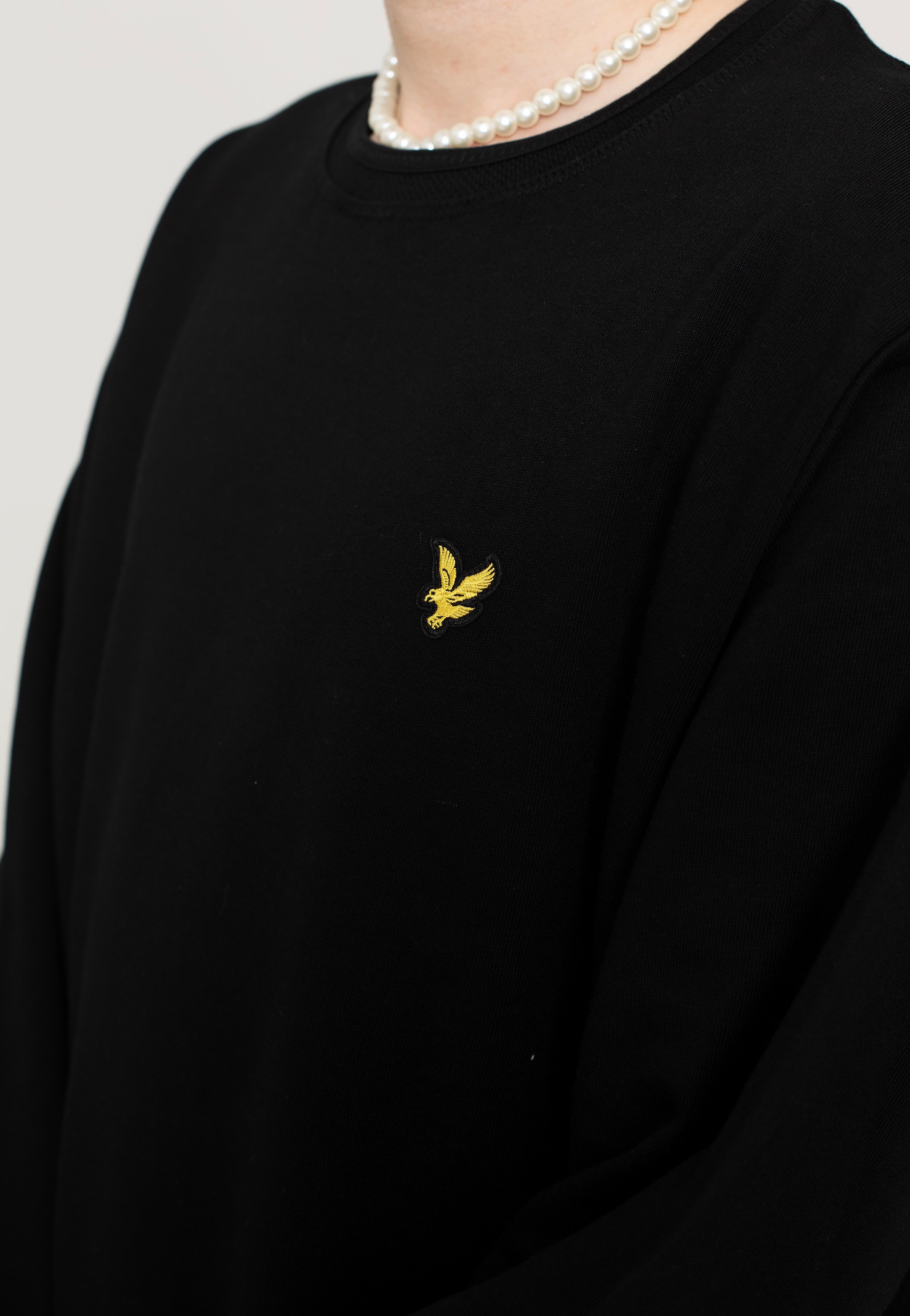 Lyle & Scott - Inset Crew Neck Jet Black - Sweater | Men-Image