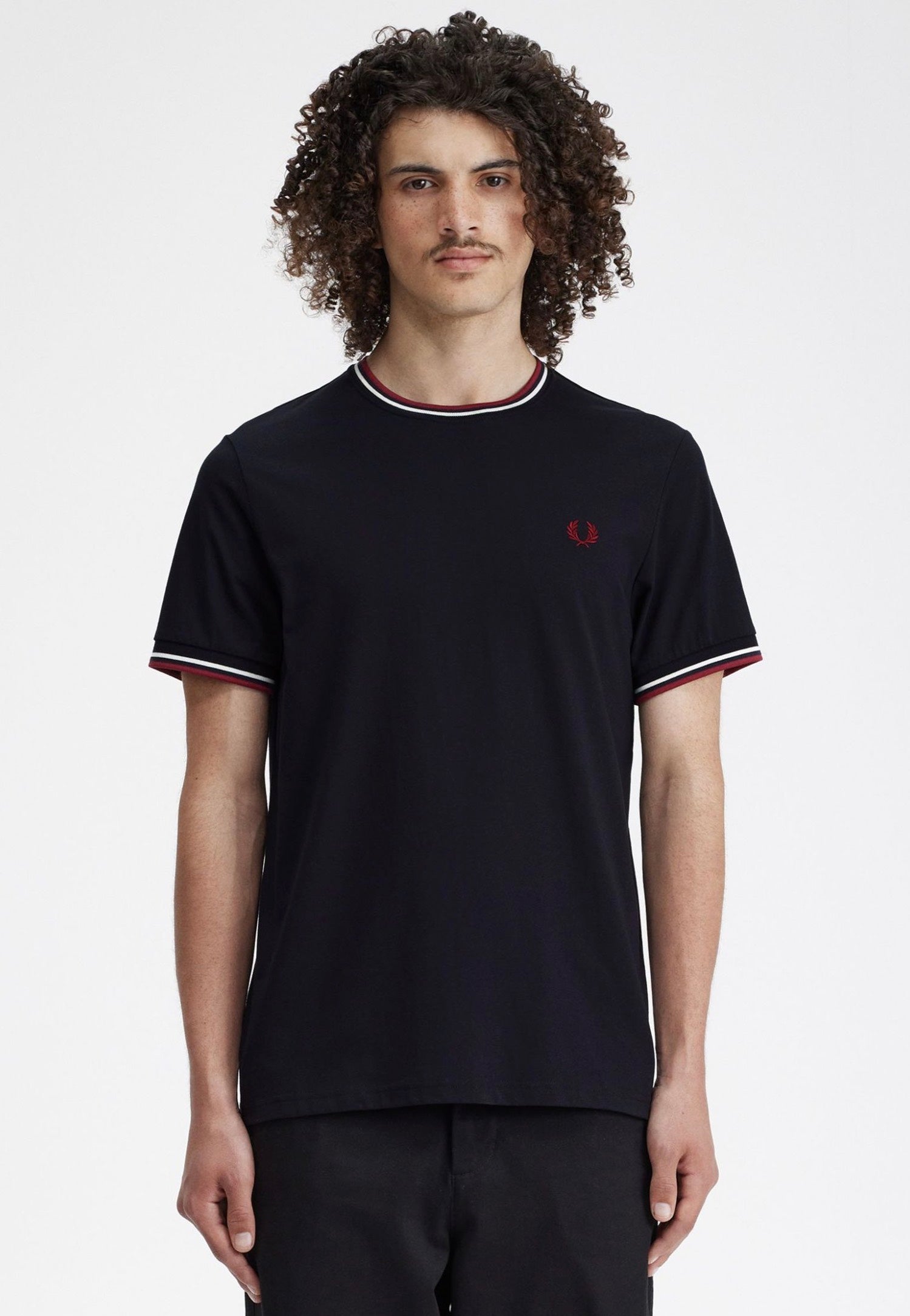 Fred Perry - Twin Tipped Navy/Snow White/Burnt Red - T-Shirt | Men-Image