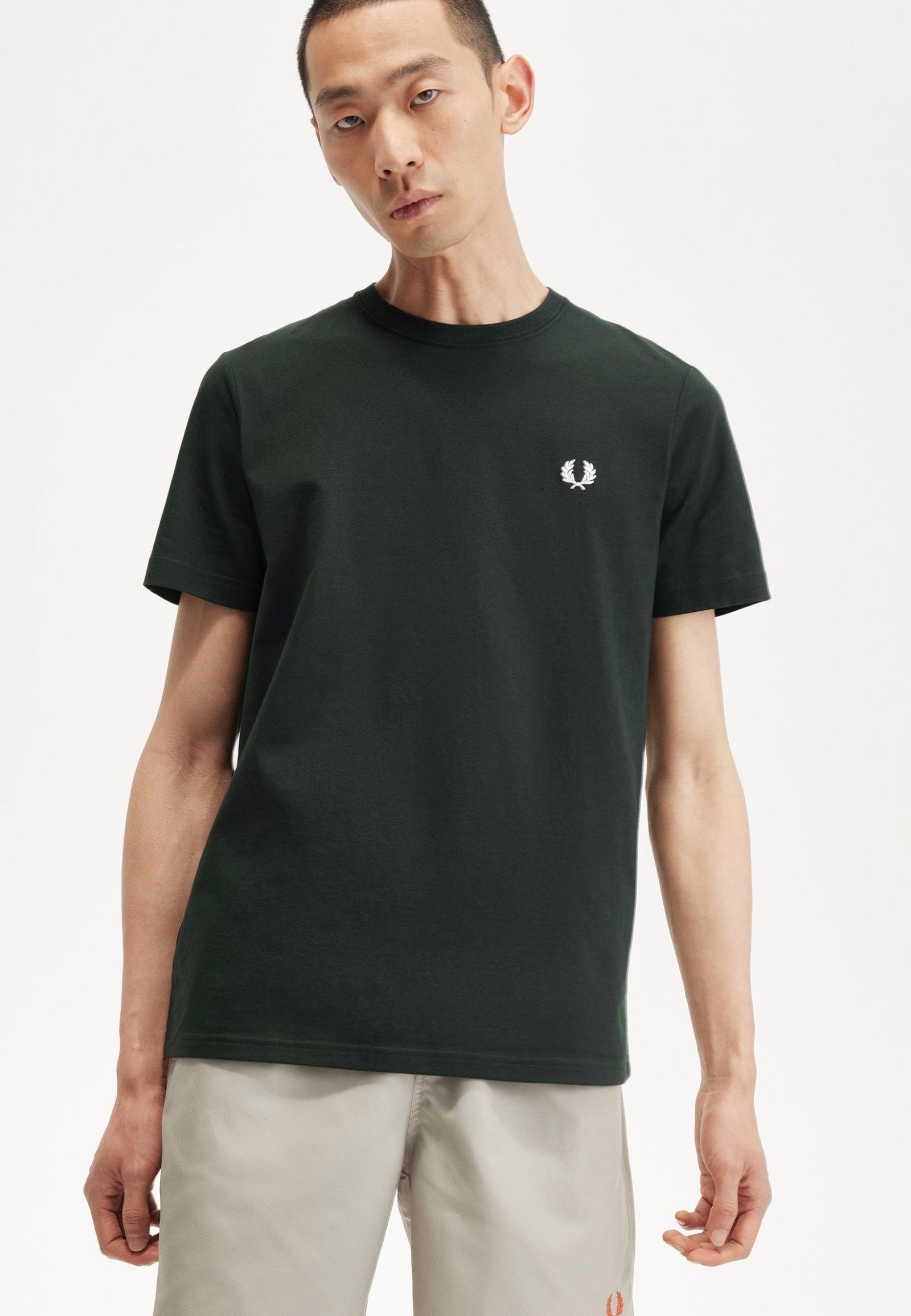 Fred Perry - Crew Neck Night Green/White - T-Shirt | Men-Image