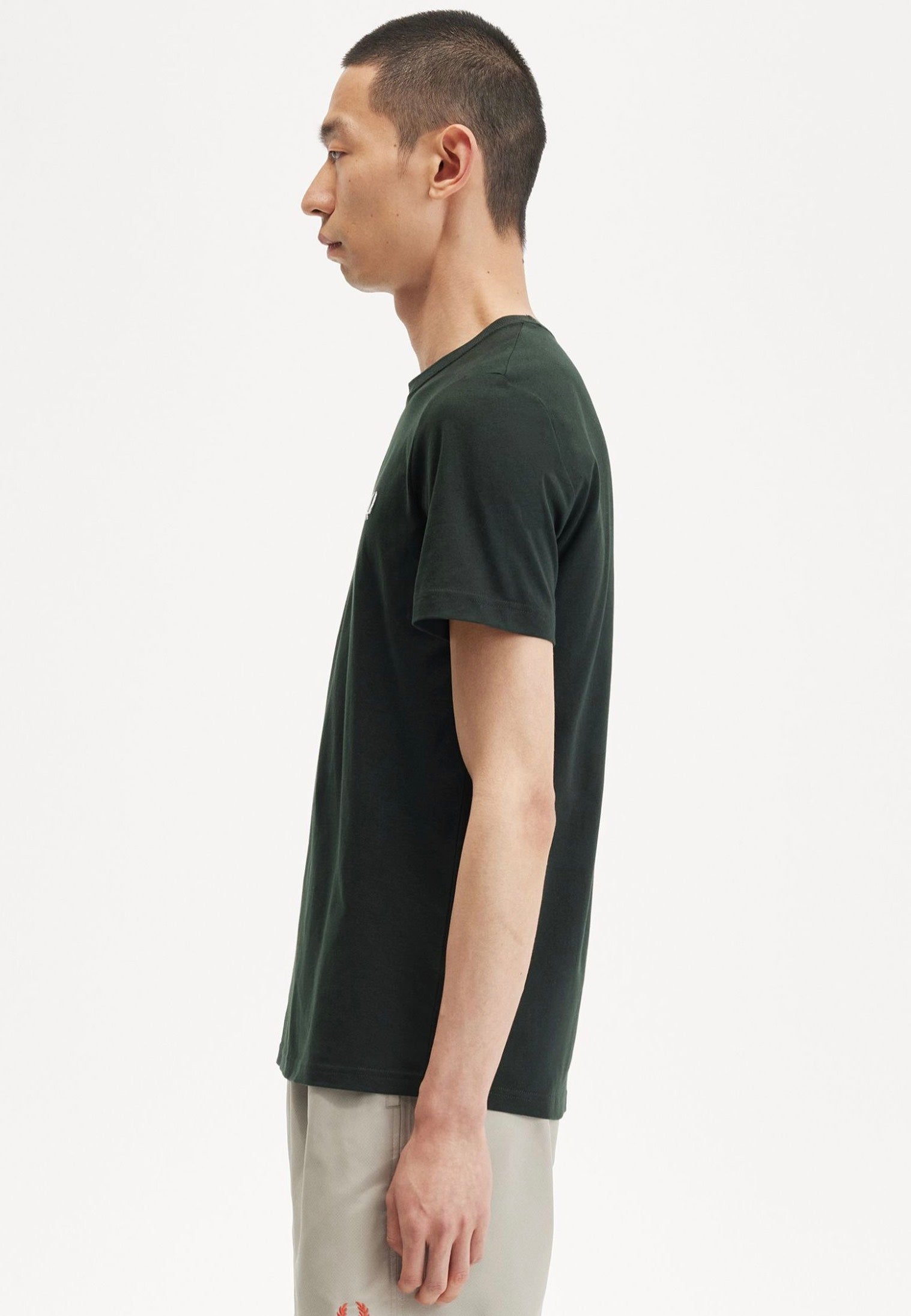 Fred Perry - Crew Neck Night Green/White - T-Shirt | Men-Image