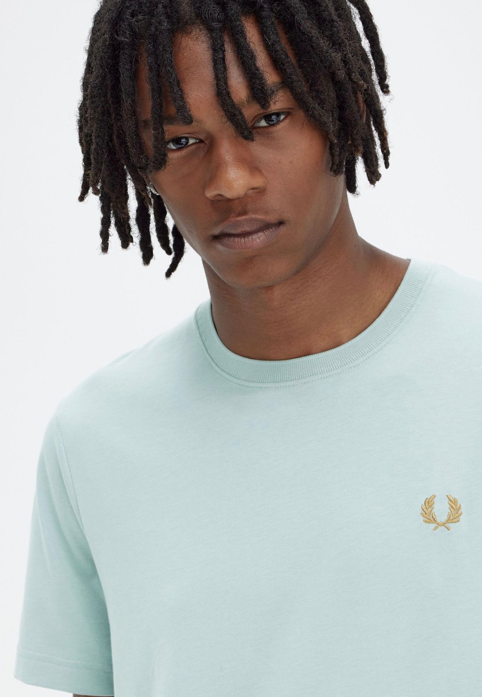 Fred Perry - Crew Neck Silver Blue/Dark Caramel - T-Shirt | Men-Image