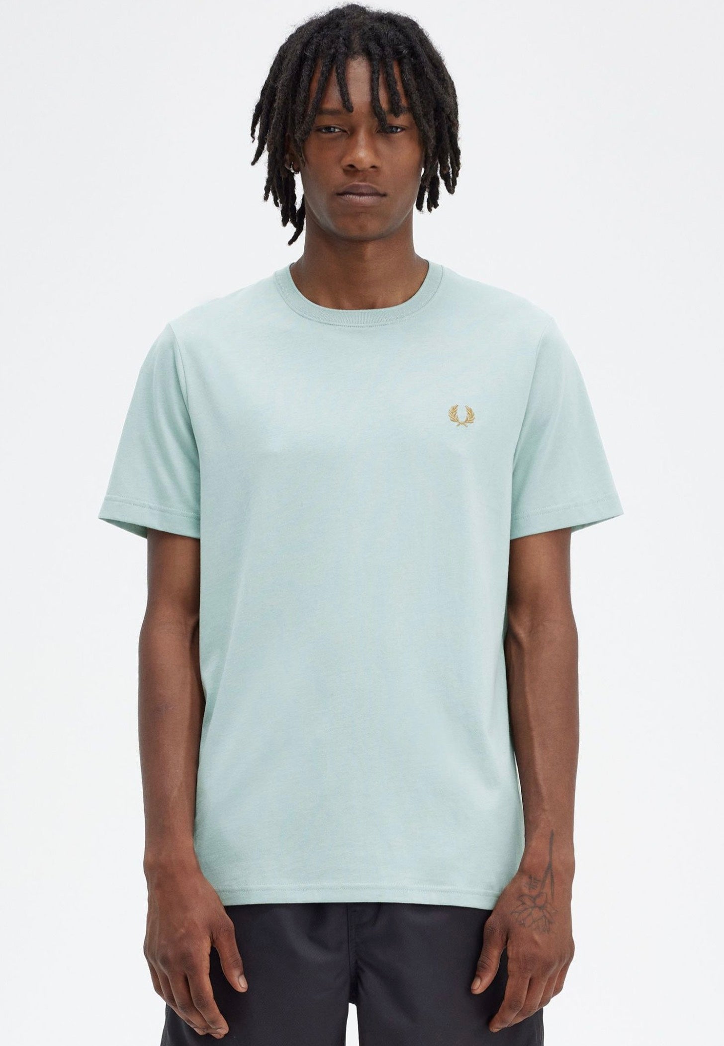 Fred Perry - Crew Neck Silver Blue/Dark Caramel - T-Shirt | Men-Image