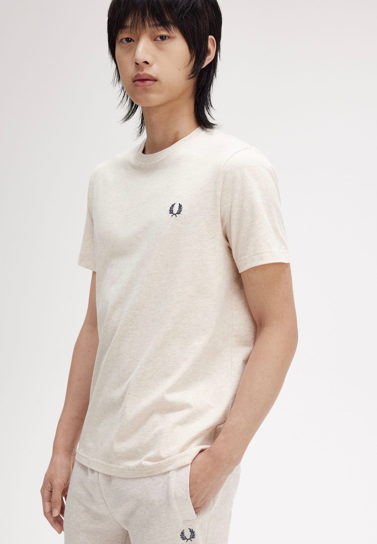 Fred Perry - Crew Neck Porridge Marl/Anchor Grey - T-Shirt | Men-Image