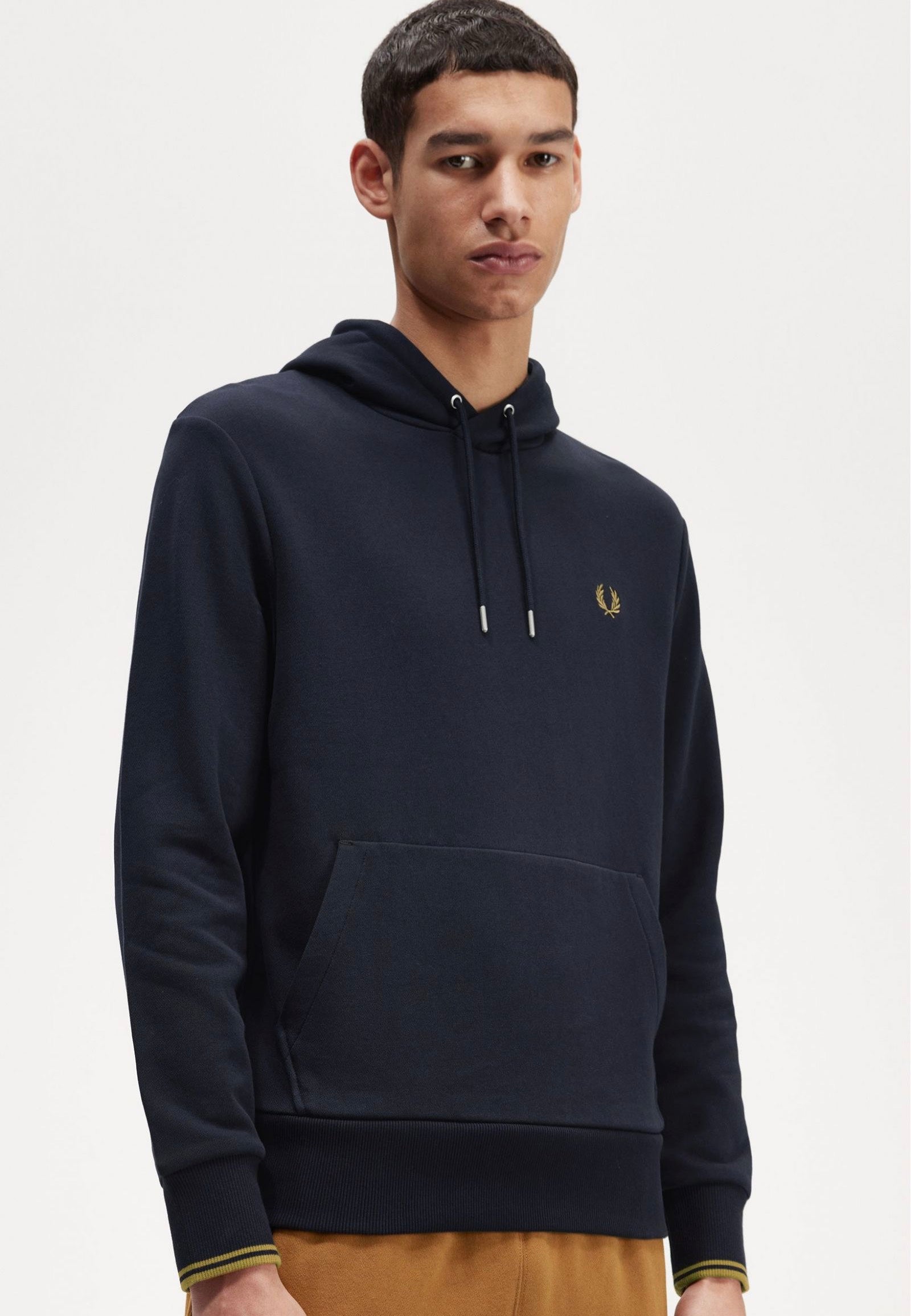 Fred Perry - Tipped Hooded Navy/Dark Caramel - Hoodie | Men-Image