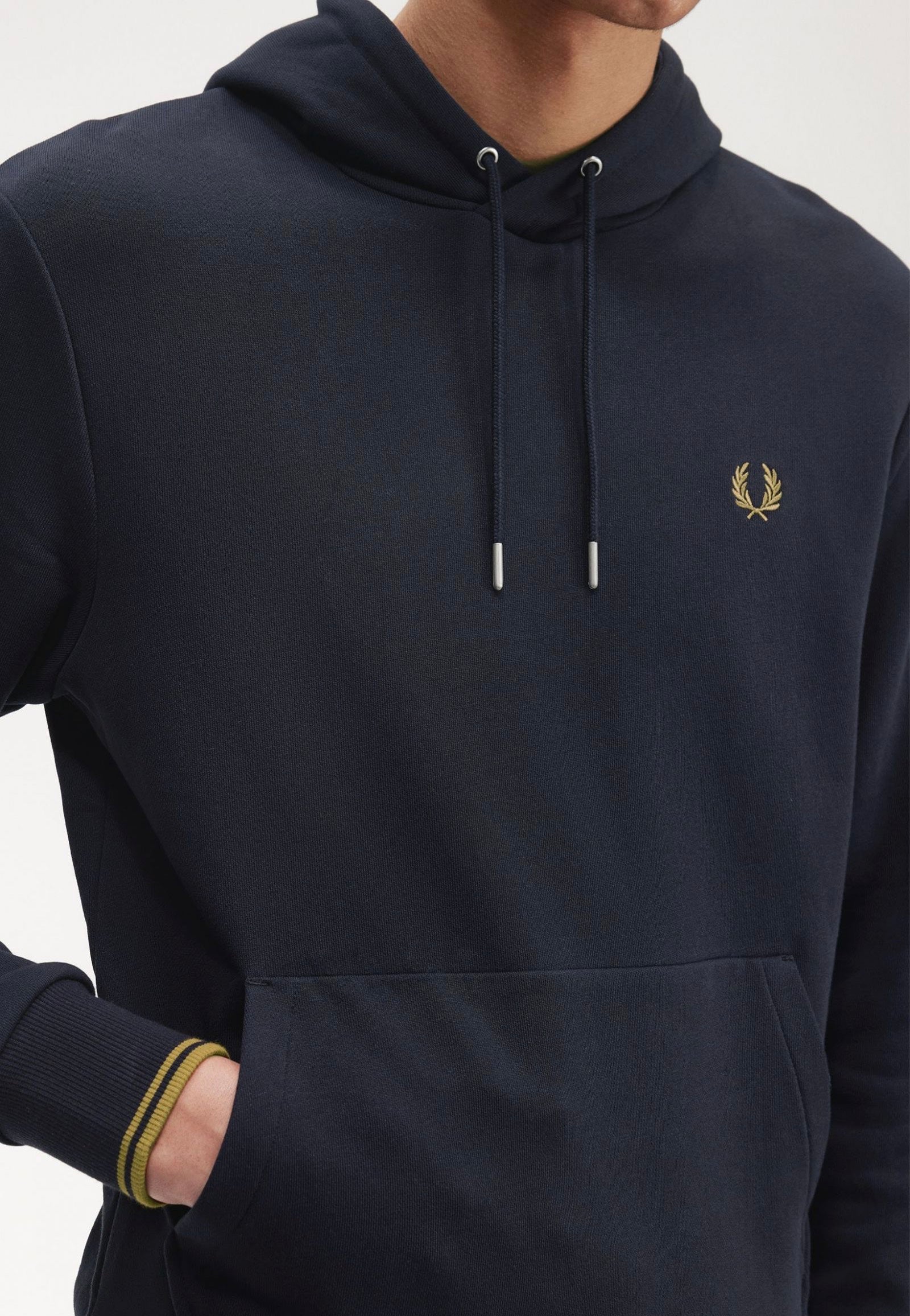 Fred Perry - Tipped Hooded Navy/Dark Caramel - Hoodie | Men-Image