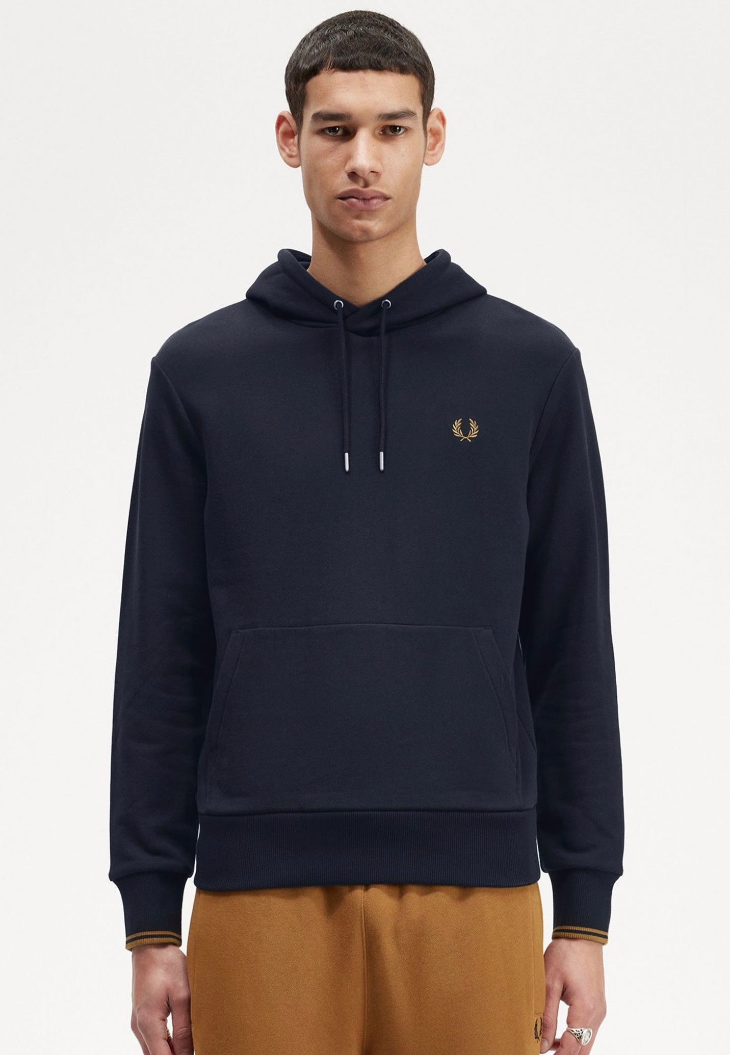 Fred Perry - Tipped Hooded Navy/Dark Caramel - Hoodie | Men-Image