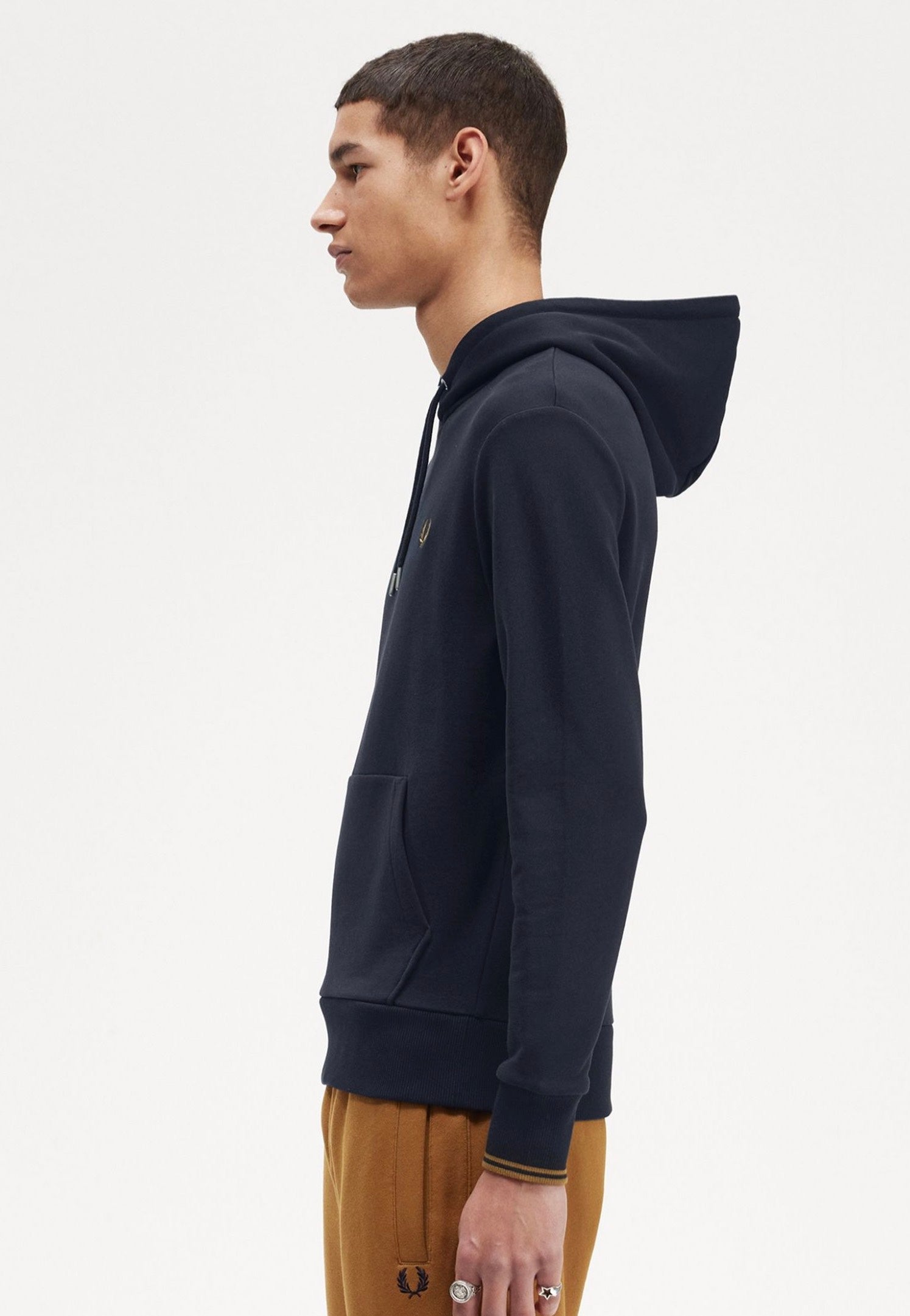 Fred Perry - Tipped Hooded Navy/Dark Caramel - Hoodie | Men-Image